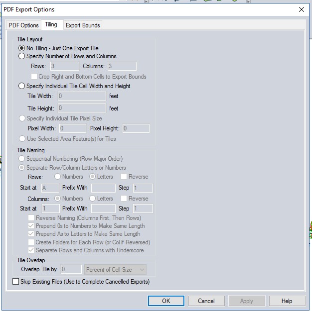 Tiling is a good option to export a grid of files.
