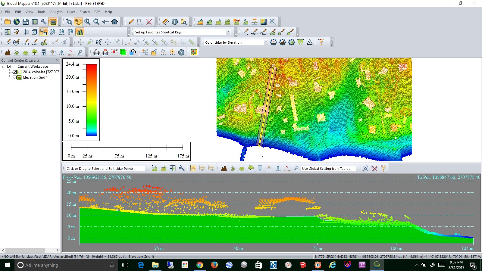 Here's a surface model of the ground points. 