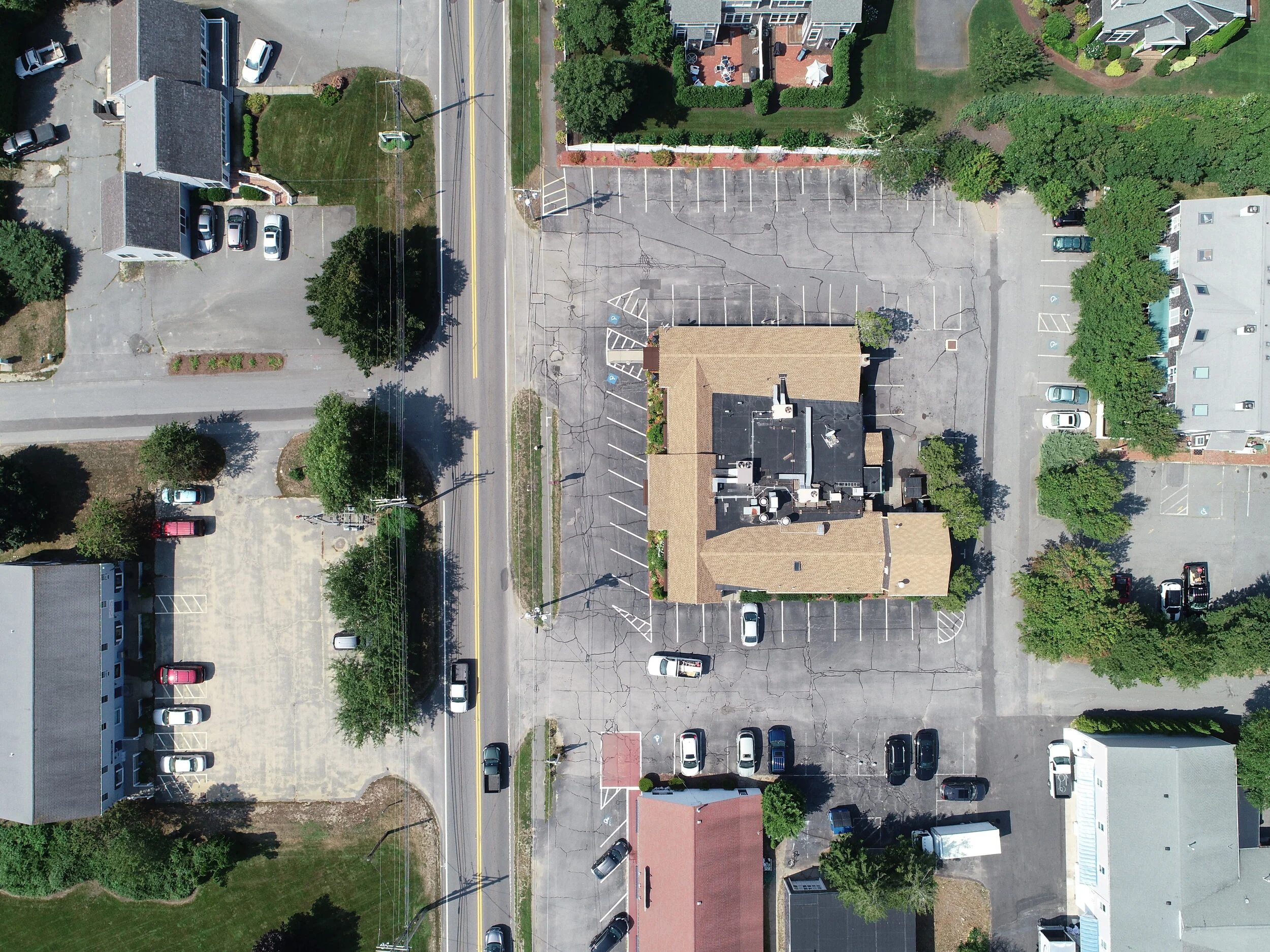 2018 Aerial Image depicting the sheds located where the container now sits.