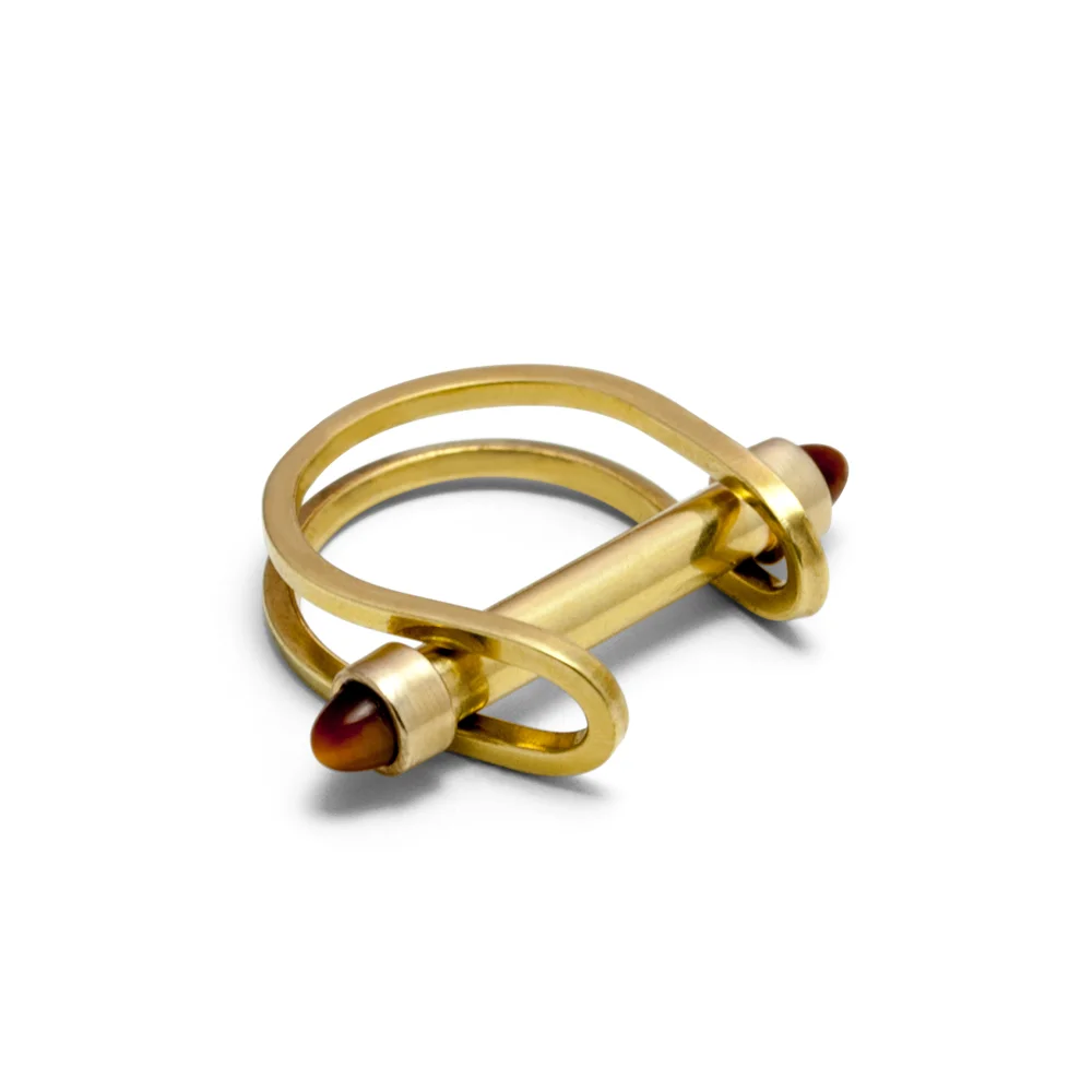 Copy of lucia pearl interchangeable bar ring with stones brass 2