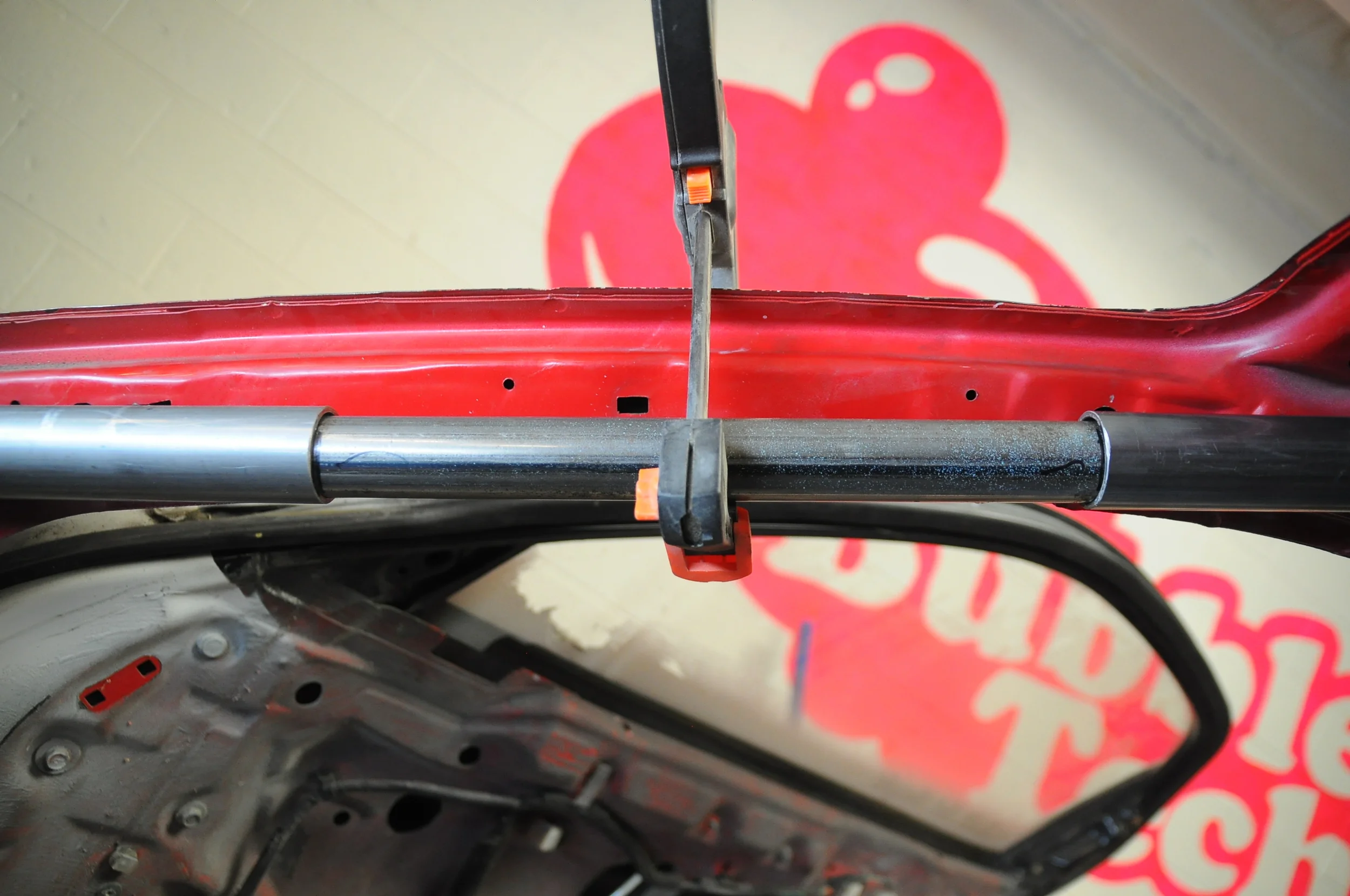 Marking the sleeve with a black sharpie to determine the distance apart from each pre-bent tube