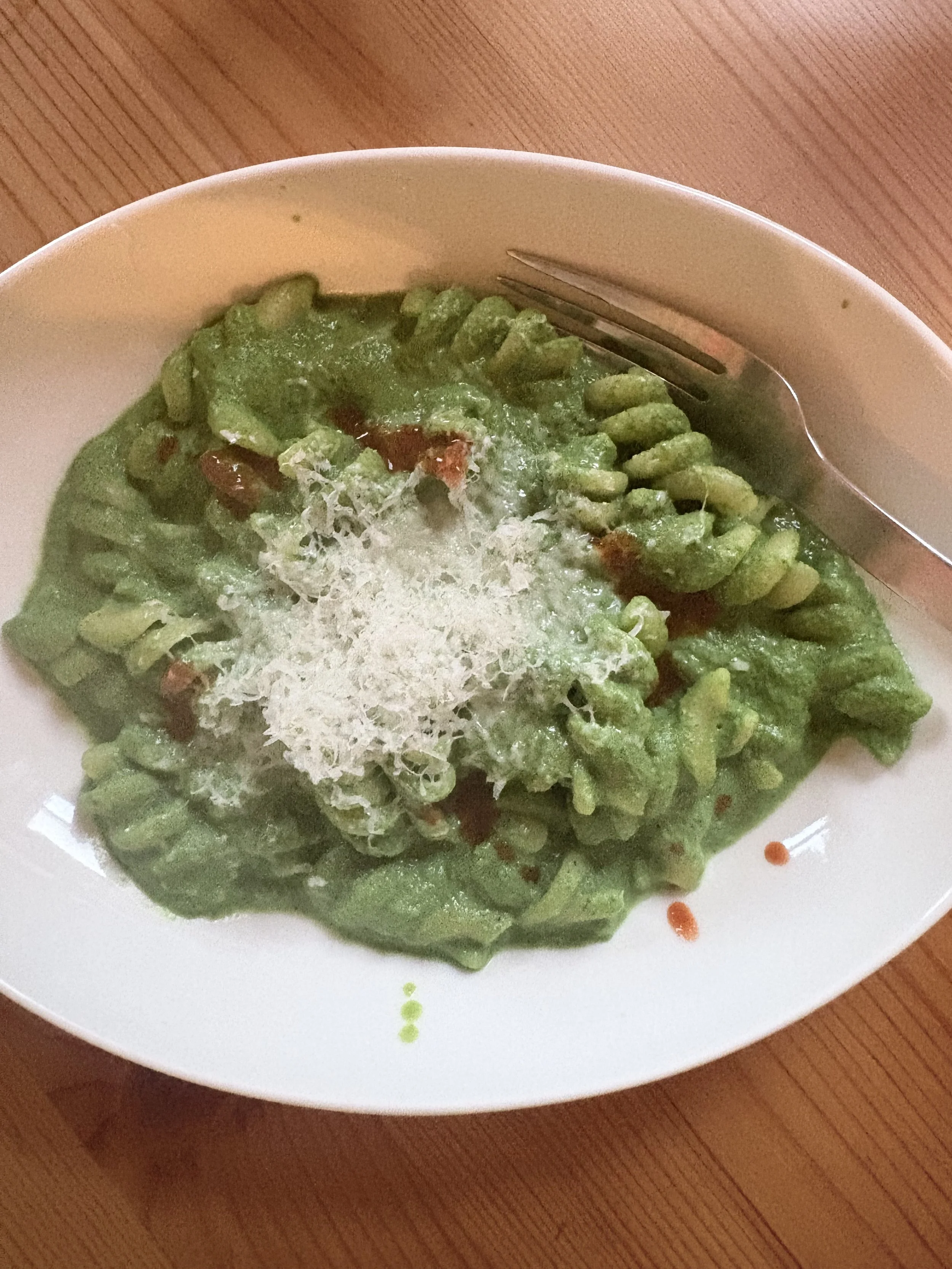 favorite color, spinach vegan pasta