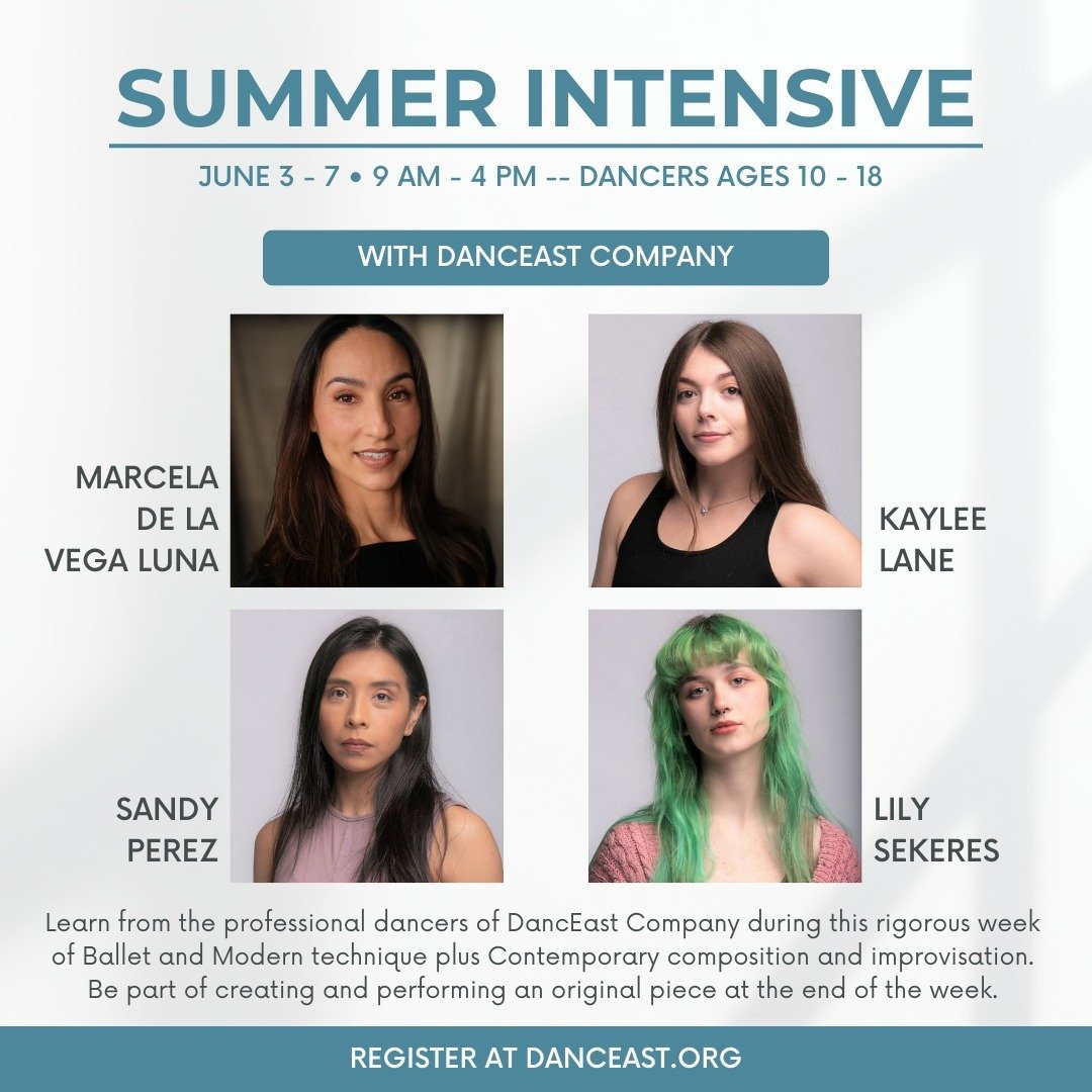 Join us June 3-7 for our first ever 
Summer Intensive with DancEast Company!

Open to dancers ages 10-18, DancEast Company members will lead this rigorous week of Ballet and Modern technique plus Contemporary composition and improvisation. 

Dancers 