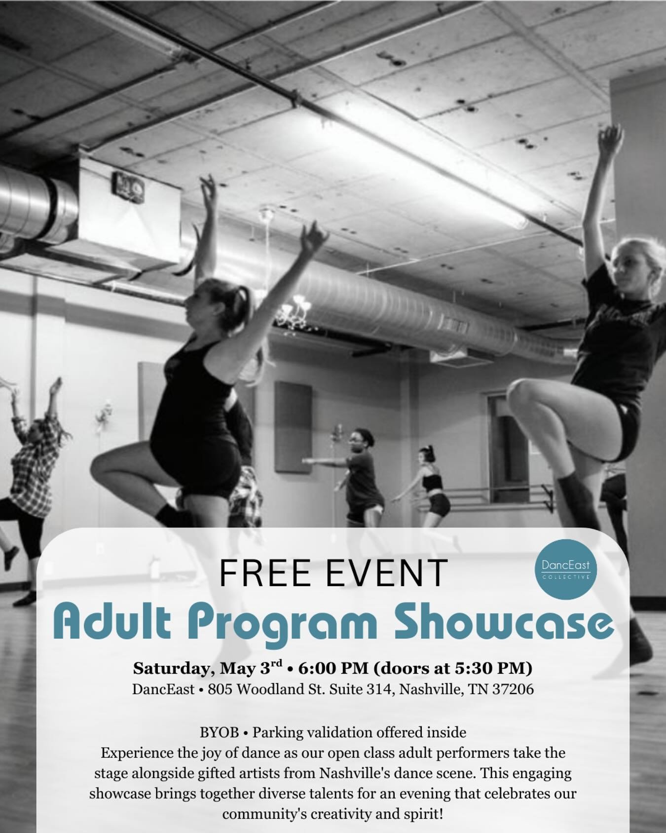 Experience the joy of dance as our open class adult performers take the stage alongside gifted artists from Nashville&rsquo;s dance scene. This engaging showcase brings together diverse talents for an evening that celebrates our community&rsquo;s cre