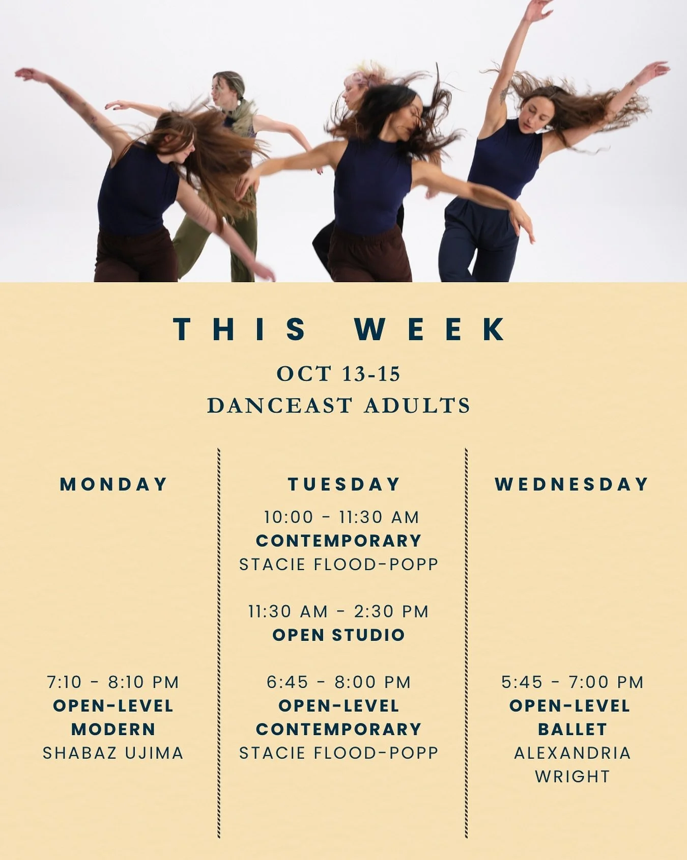 UPDATE! No class Noon Monday! Hope to see you at all of the other adult classes this week! Link to register in bio.