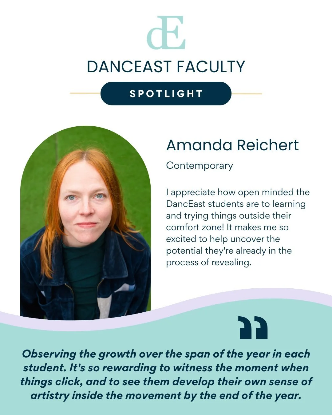 Meet Amanda Reichert!✨

Amanda Reichert is a choreographer, performer, and educator based in Nashville, known for creating work that blends imagination, theatricality, and physical intensity. Originally from Lawrence, Kansas, she holds a BFA in Dance