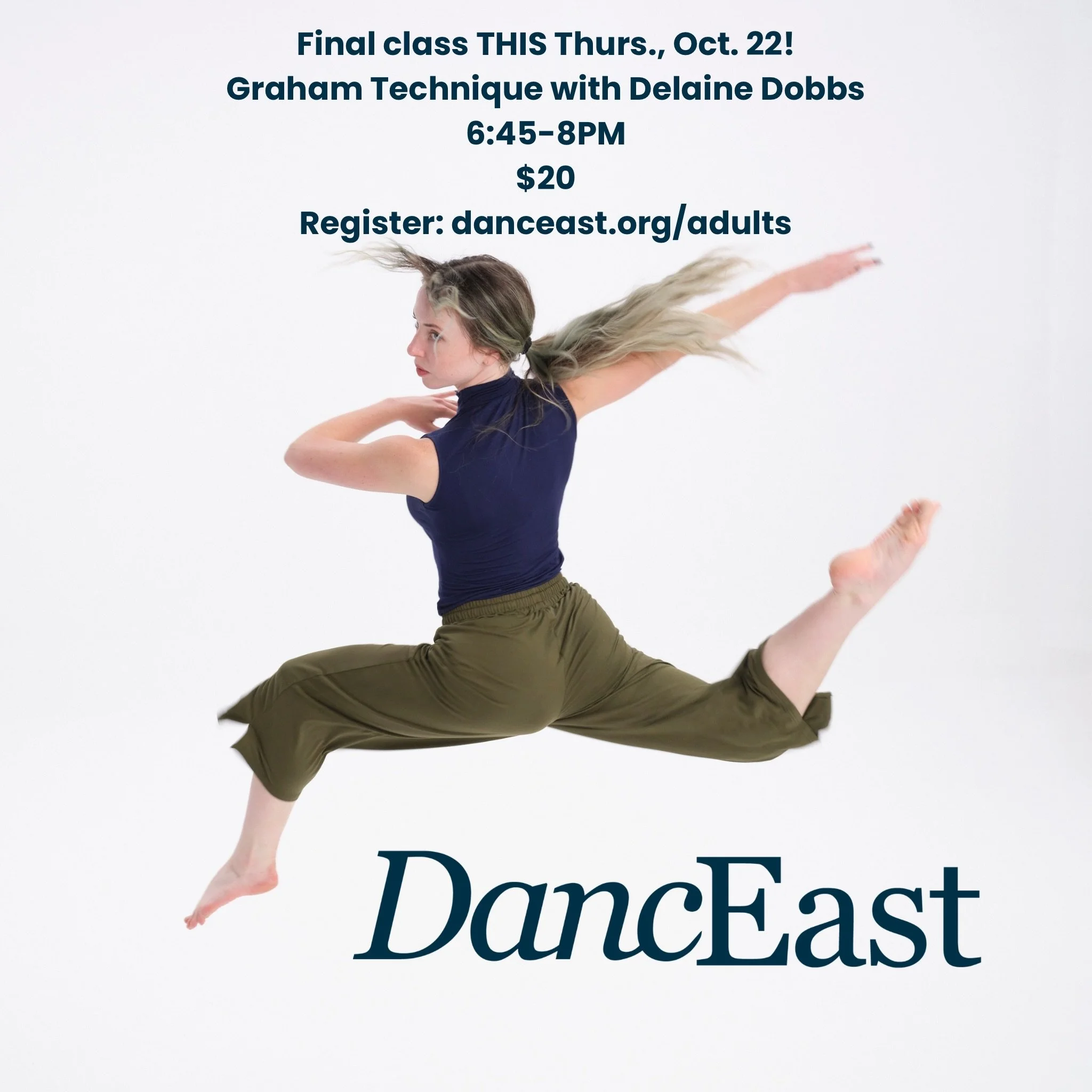 Last chance to explore Graham technique with Delaine Dobbs! ✨ Join us Thursday, October 22, for the final class in this series.

Discover the roots of modern dance through Martha Graham&rsquo;s groundbreaking technique, exploring contraction and rele