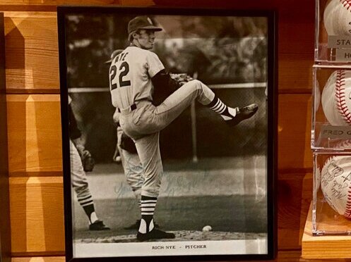  Rich Nye was a pitcher in Major League Baseball after he graduated from college. That’s a picture of him in action. He has some interesting memorabilia  from that stage of his life. It was fun to find out about this side of him. 