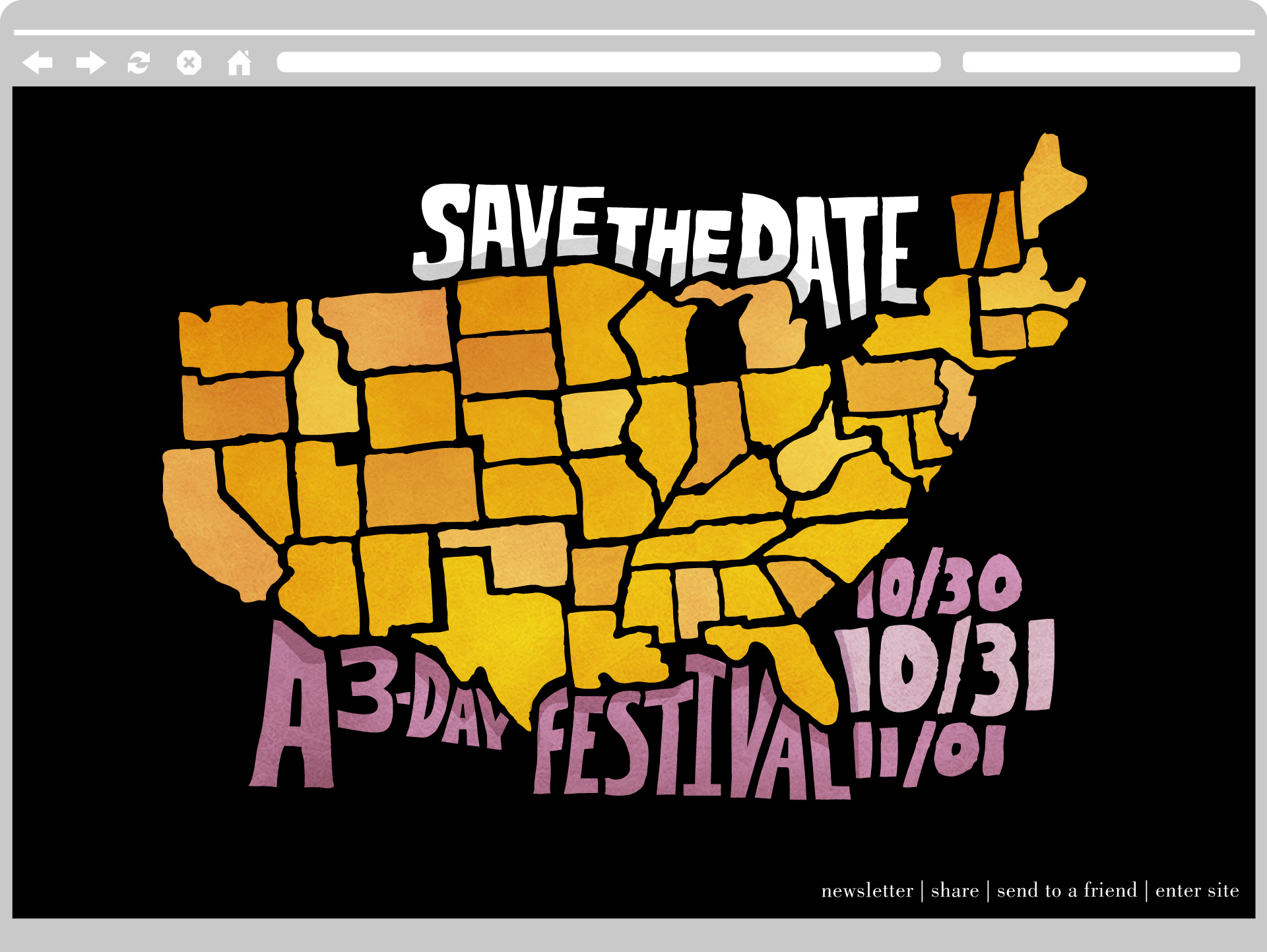  Splash page before any states were removed. 