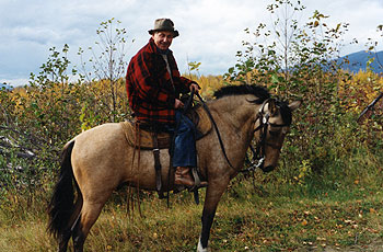 Dr. Betkowski riding his favourite horse "Lino": Upper Fraser Ranch