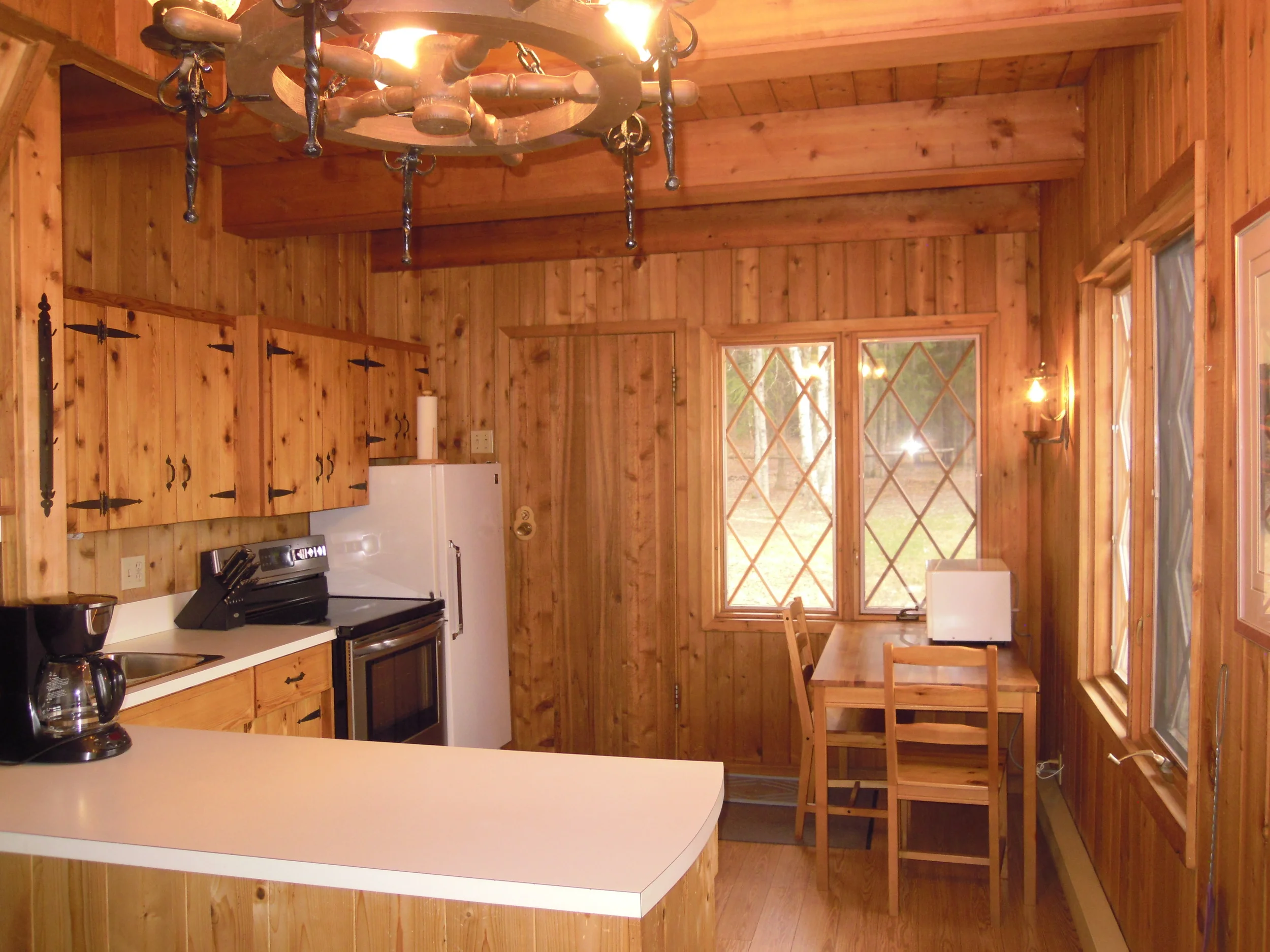 The kitchen seen from the dining room.