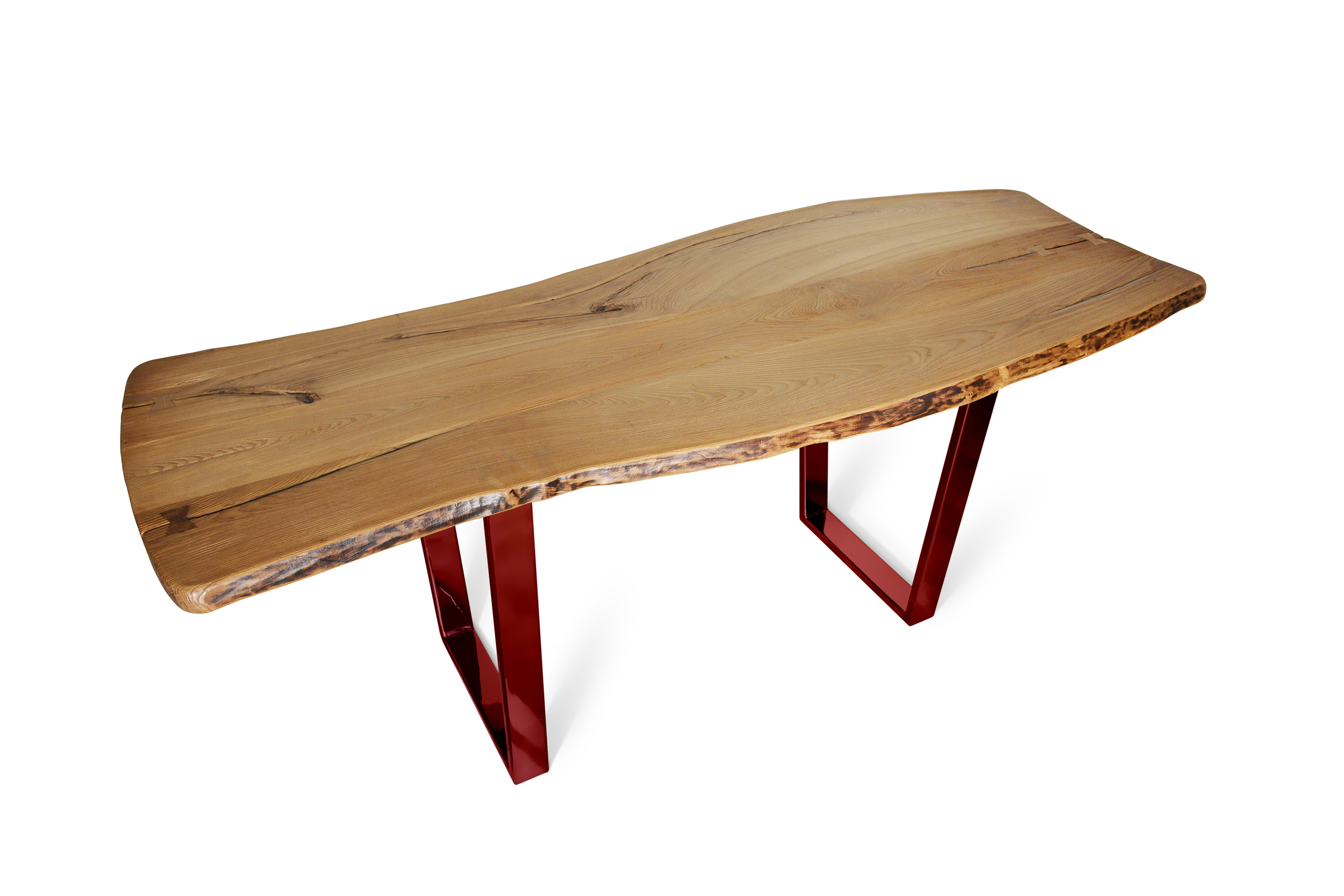 Etz & Steel Chardonnay Live Edge Table Lollypop Red Base 1.jpg