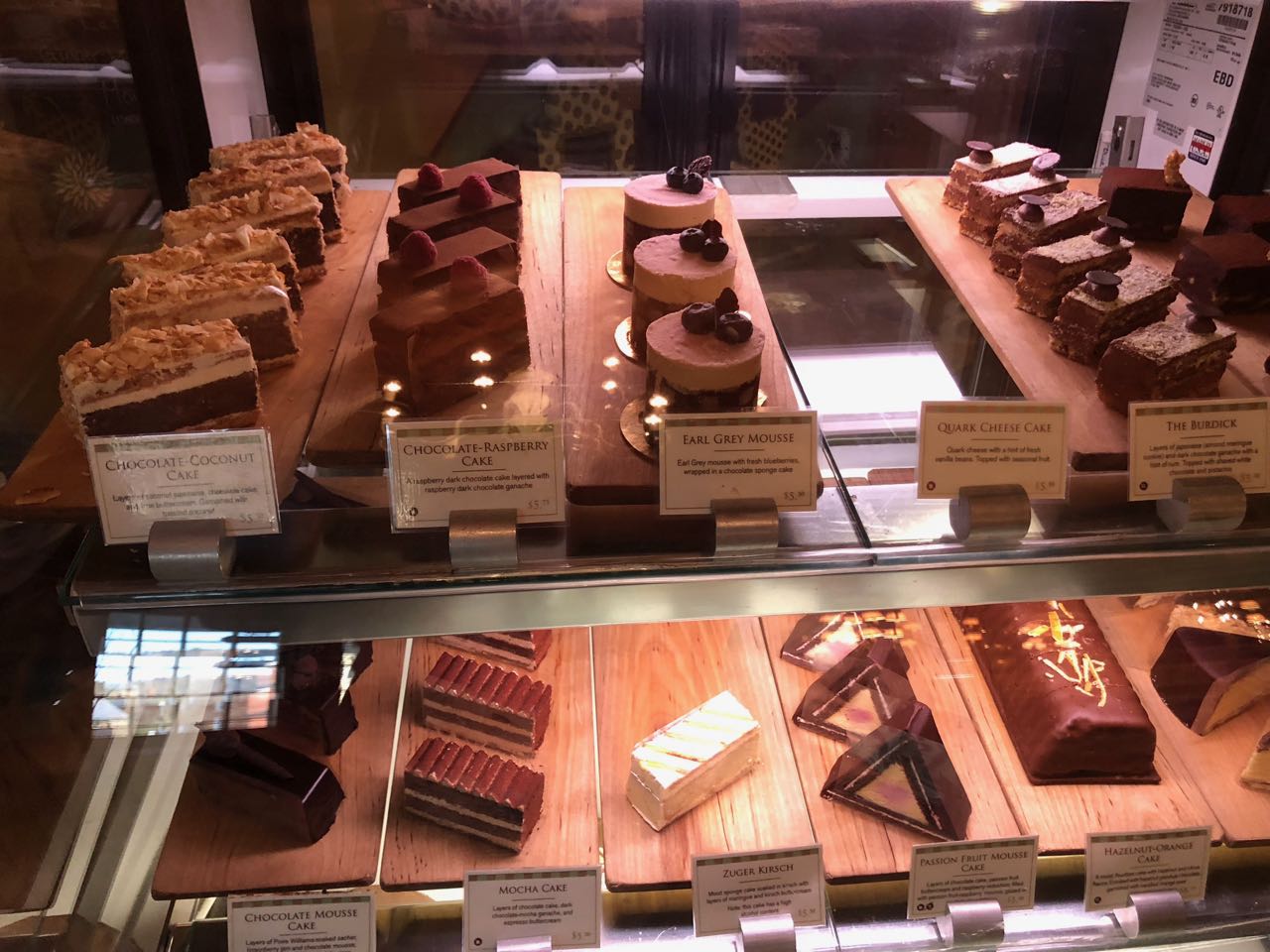 dessert and chocolate display case at Burdick's