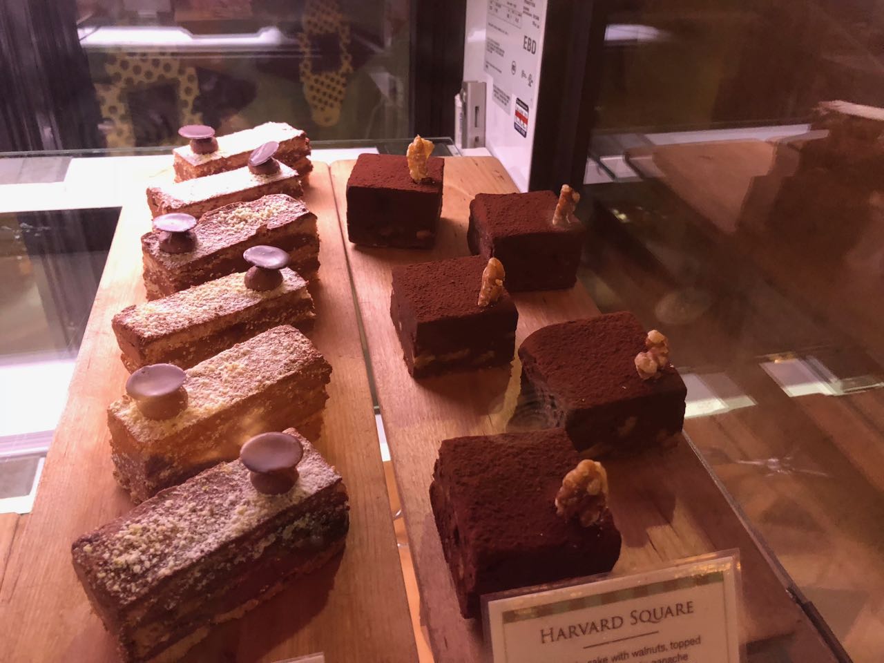 dessert and chocolate display case at Burdick's