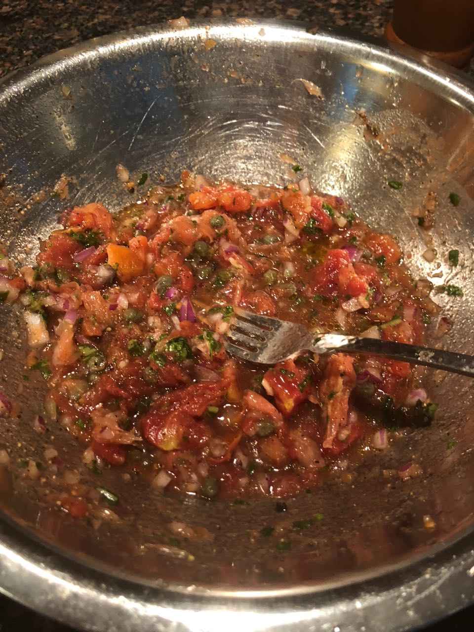 fresh salsa for the swordfish steak