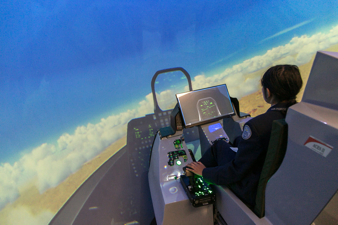 Student piloting an F-35 over the Grand Canyon