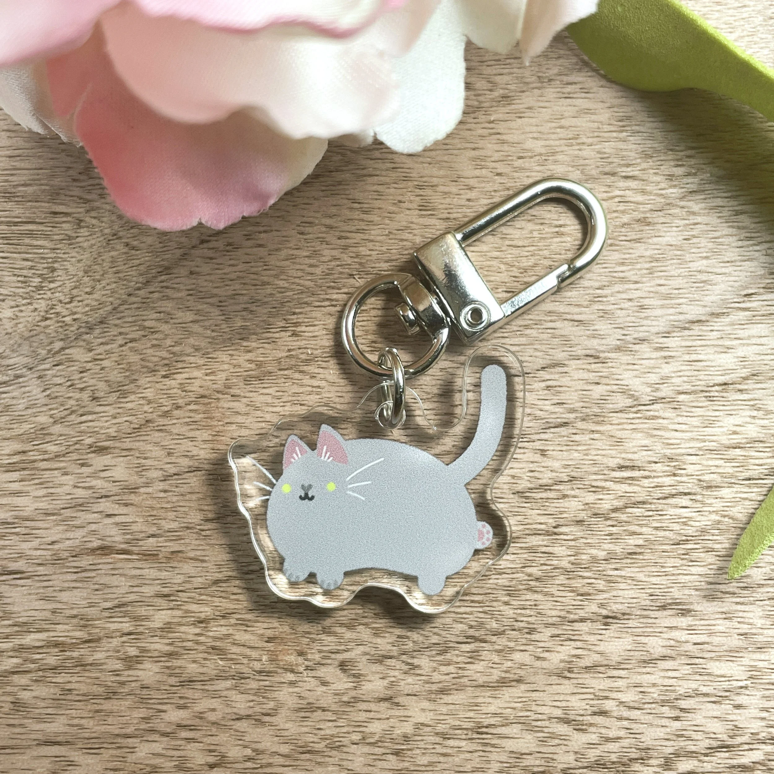 Gray Cat Acrylic Keychain