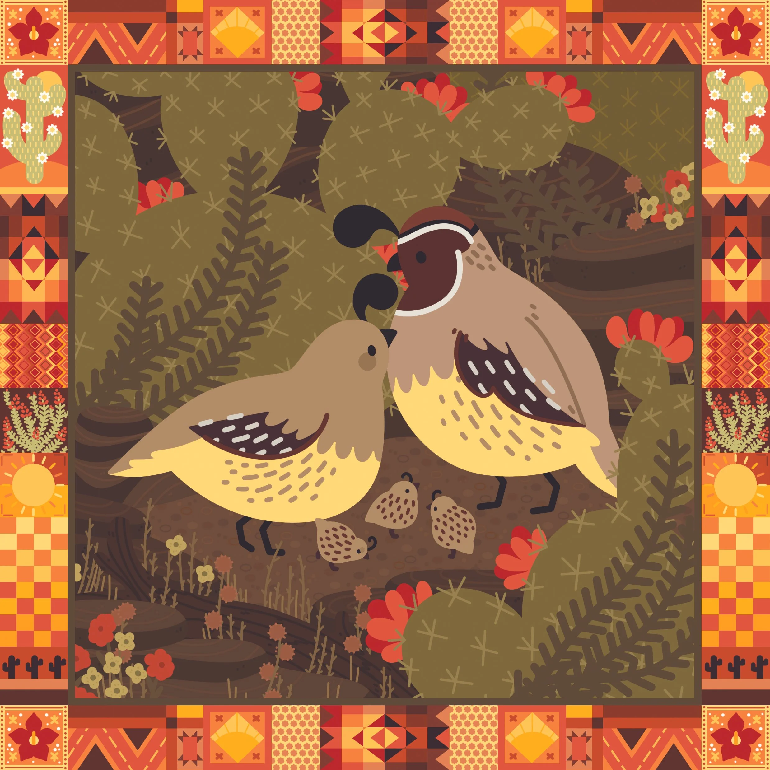 Gambel's Quails 8x8 Matte Print
