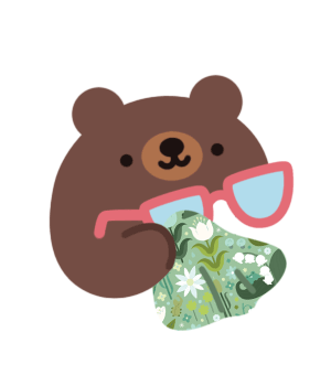 animated illustrated gif of a brown bear cleaning their glasses with a microfiber cloth