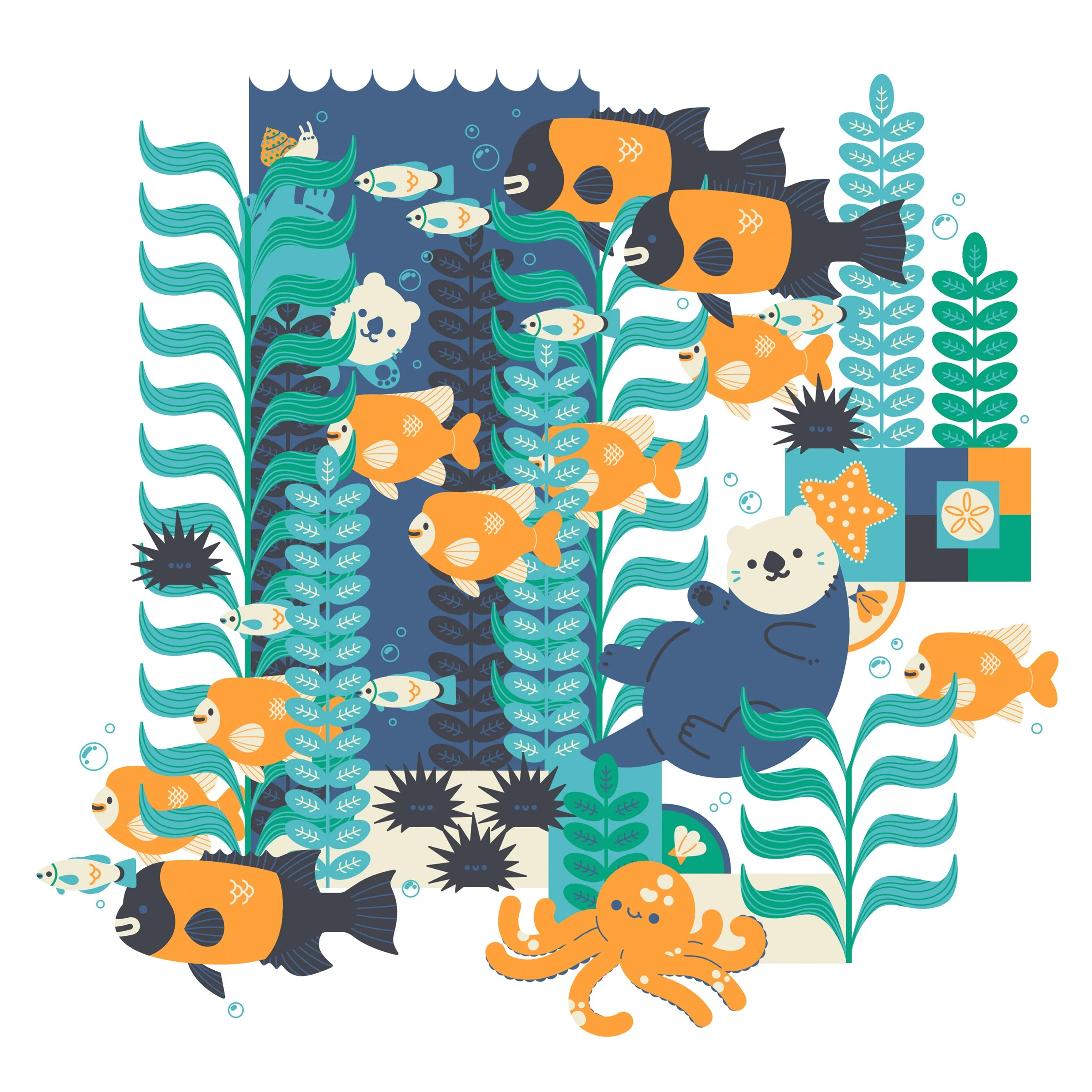 Otter White Background 8x8 Matte Print