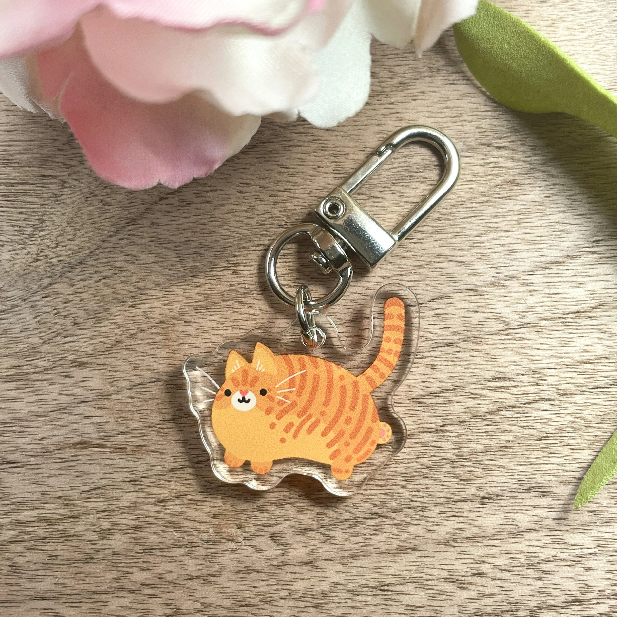 Orange Cat Acrylic Keychain