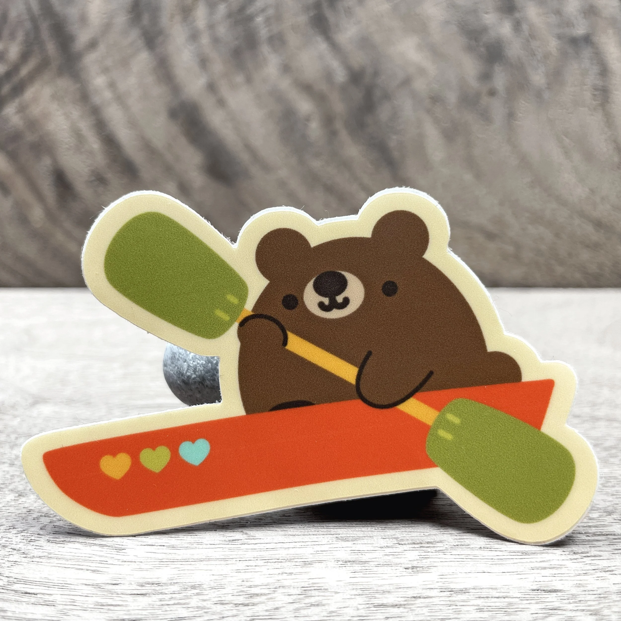 Kayaking Bear Vinyl Sticker