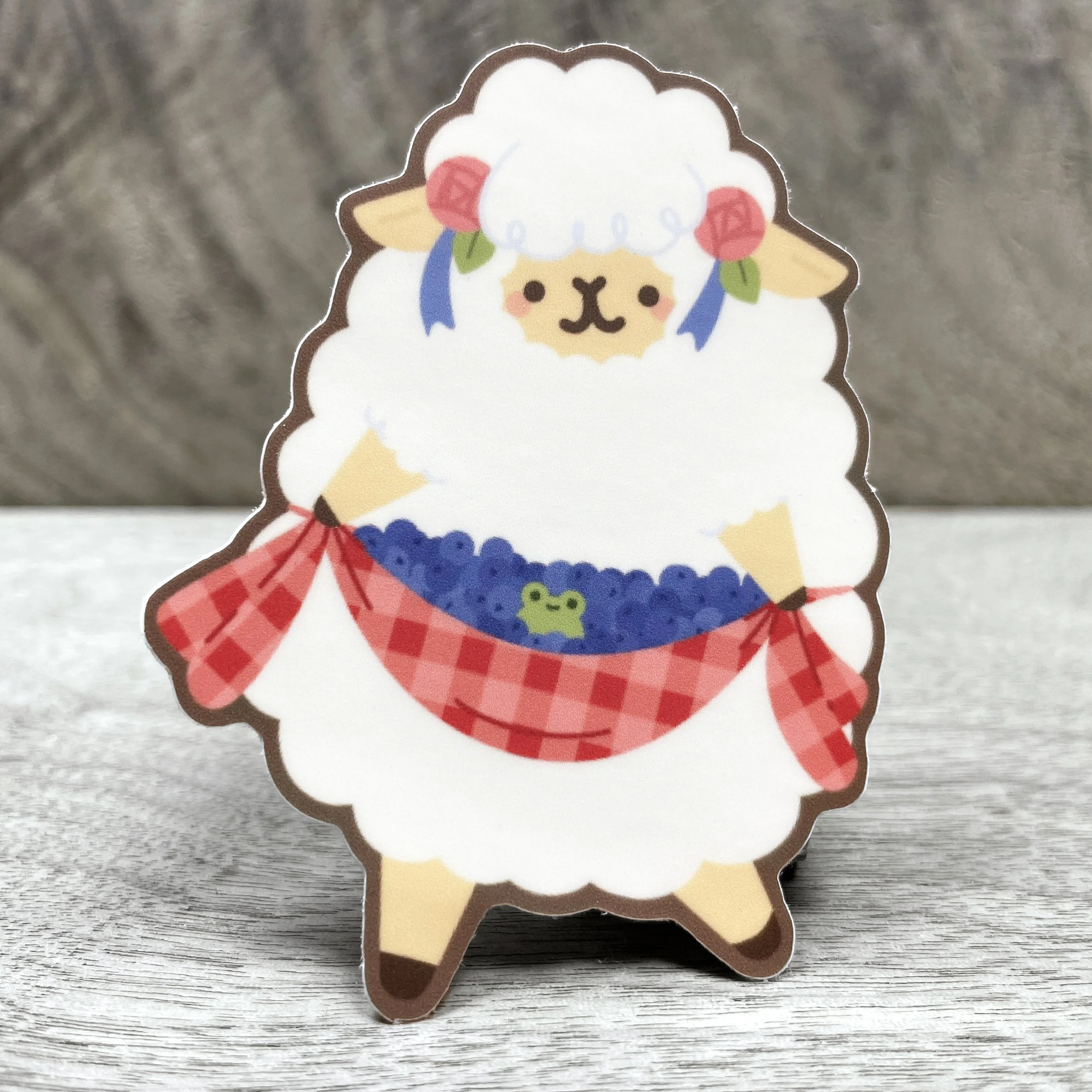 Sheep with Blueberries Vinyl Sticker