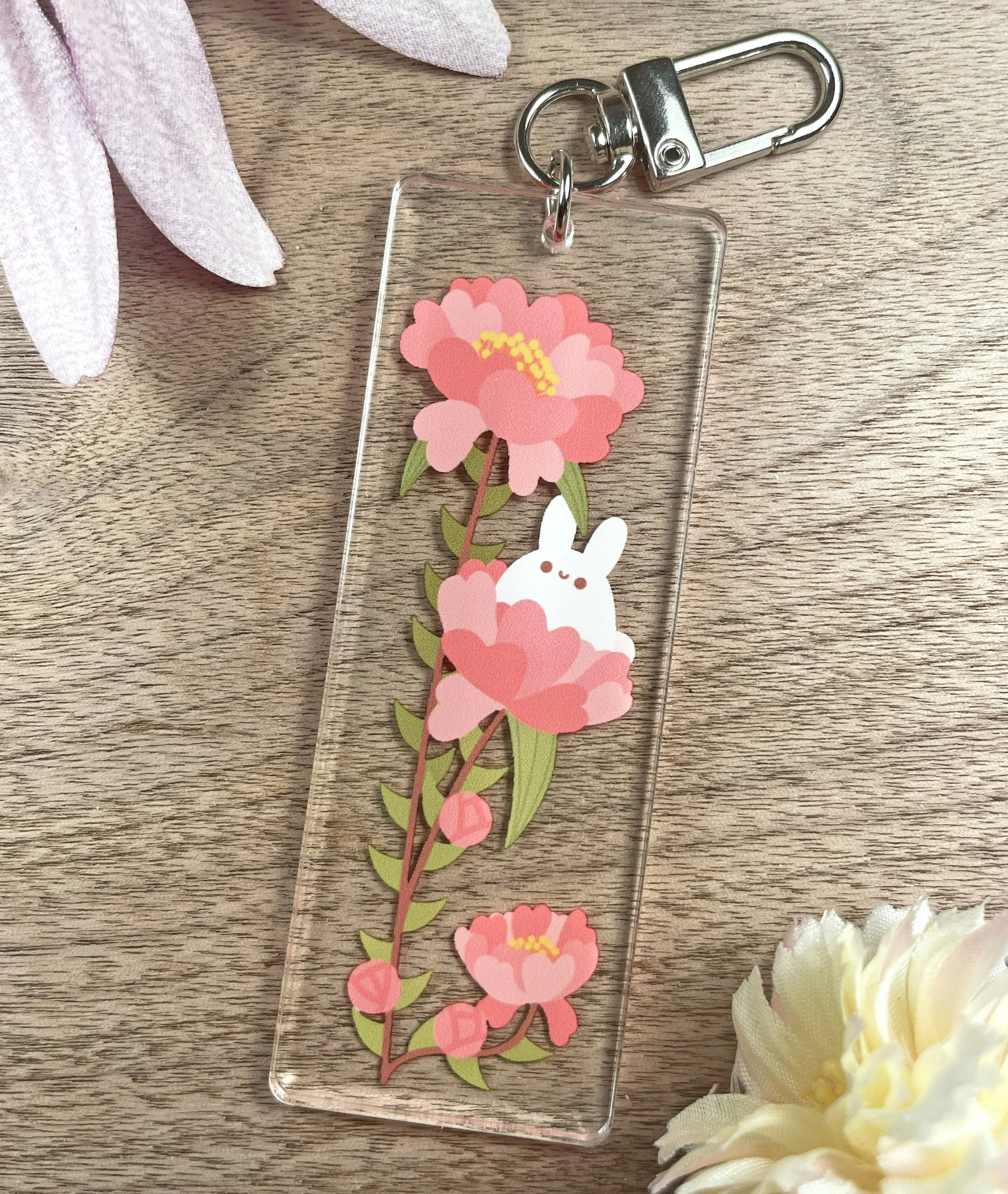 Flower Bunny Acrylic Keychain