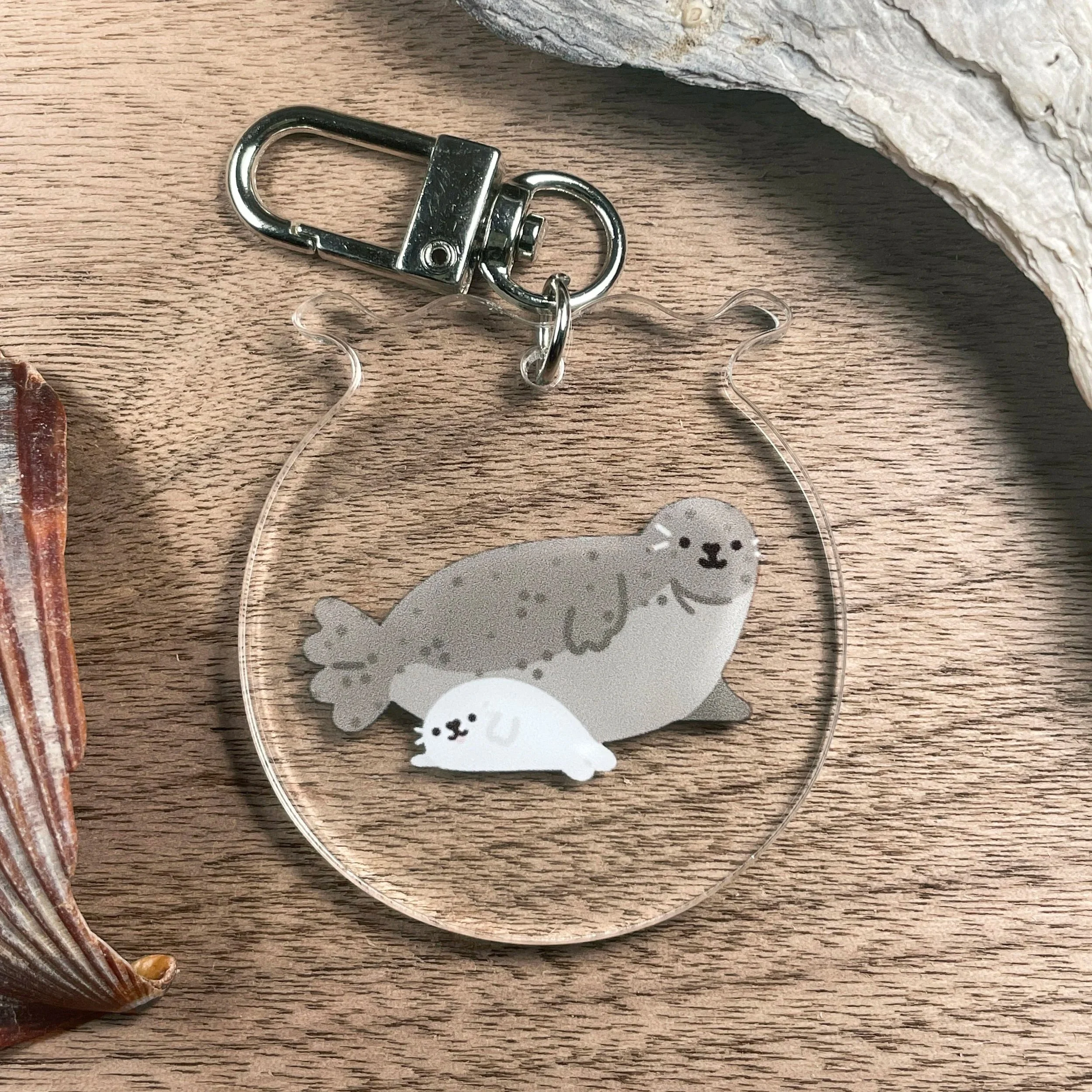 mother and baby seal keychain