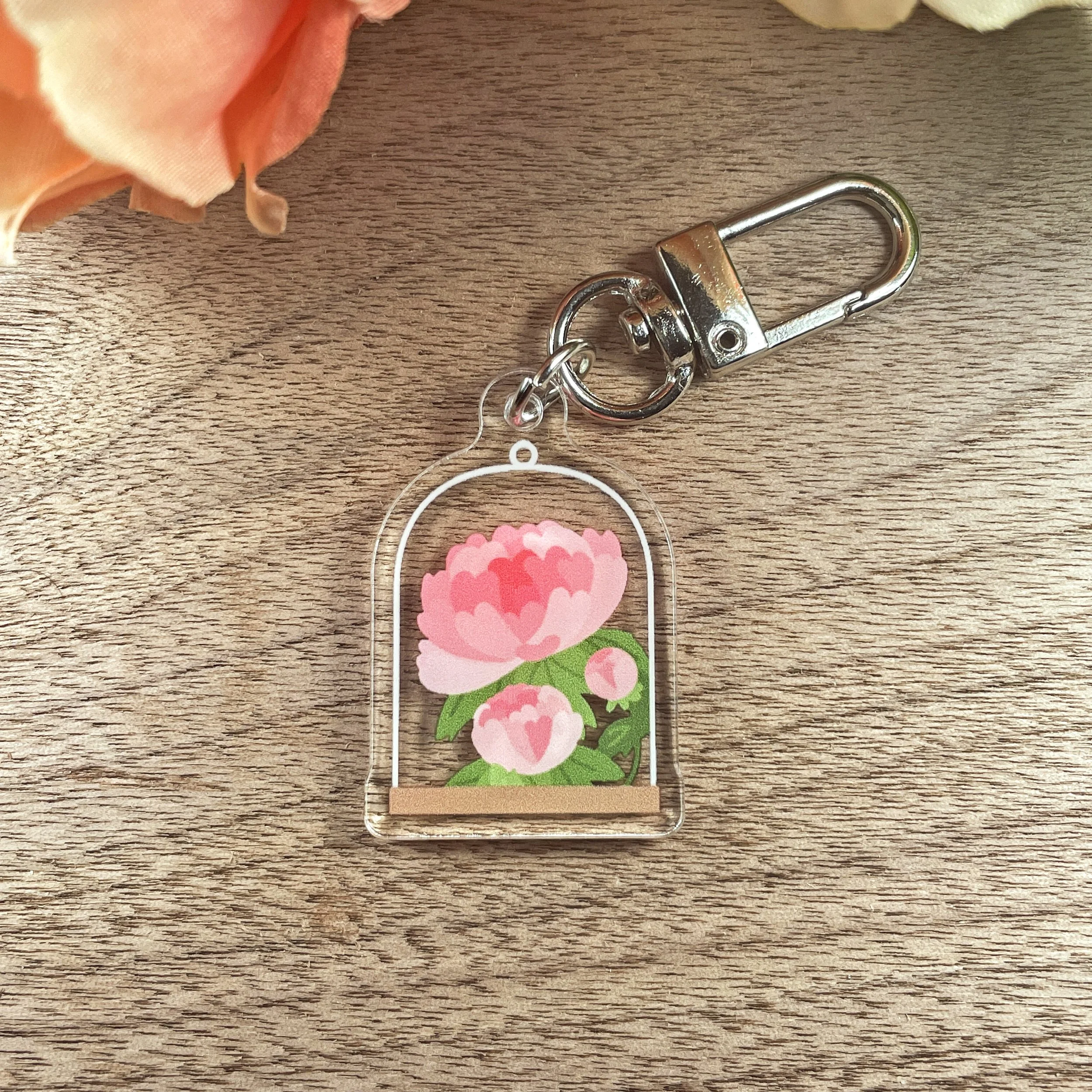 Peony Acrylic Keychain