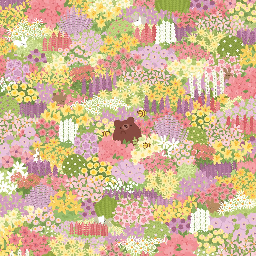 Flower Field Bear 8x8 Matte Print