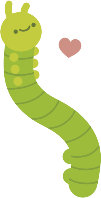illustration of a cute green inchworm