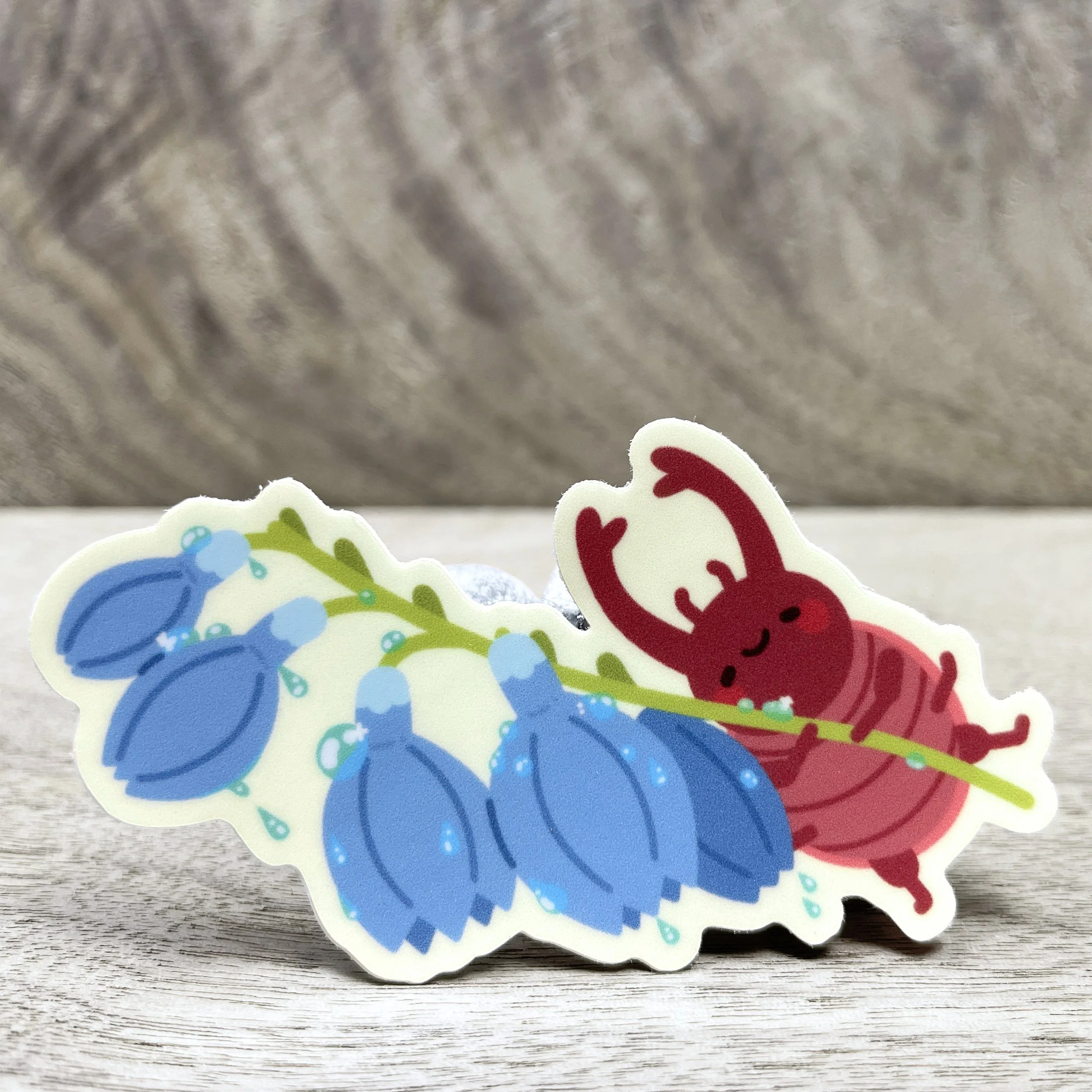 Stag Beetle with Blue Bells Vinyl Sticker