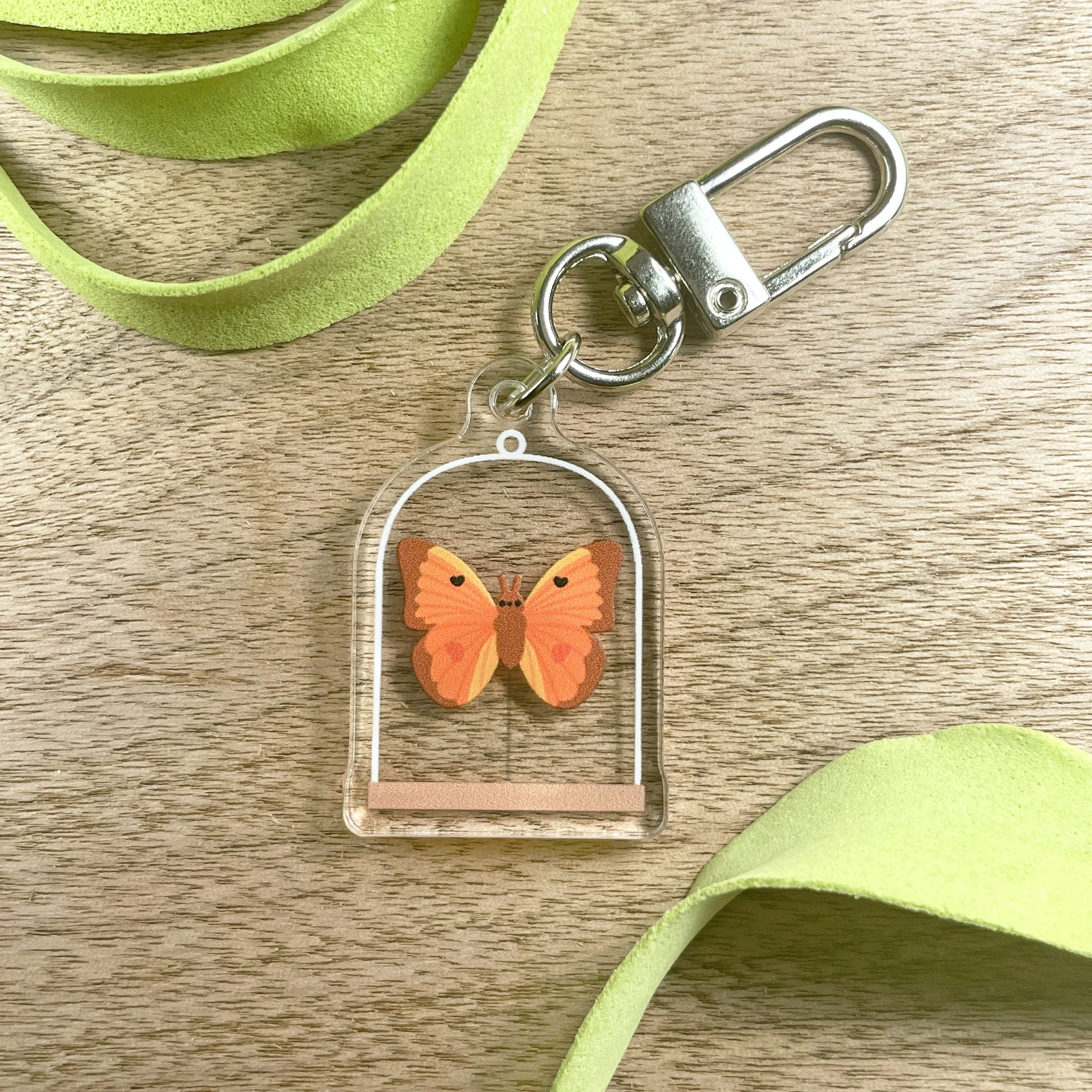 Orange Sulphur Butterfly Acrylic Keychain