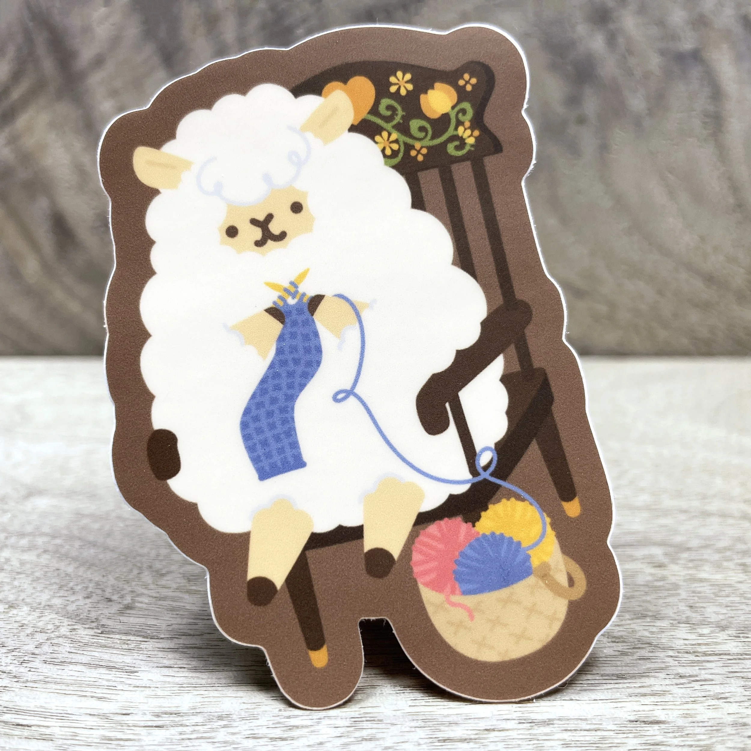 Sheep Knitting Vinyl Sticker