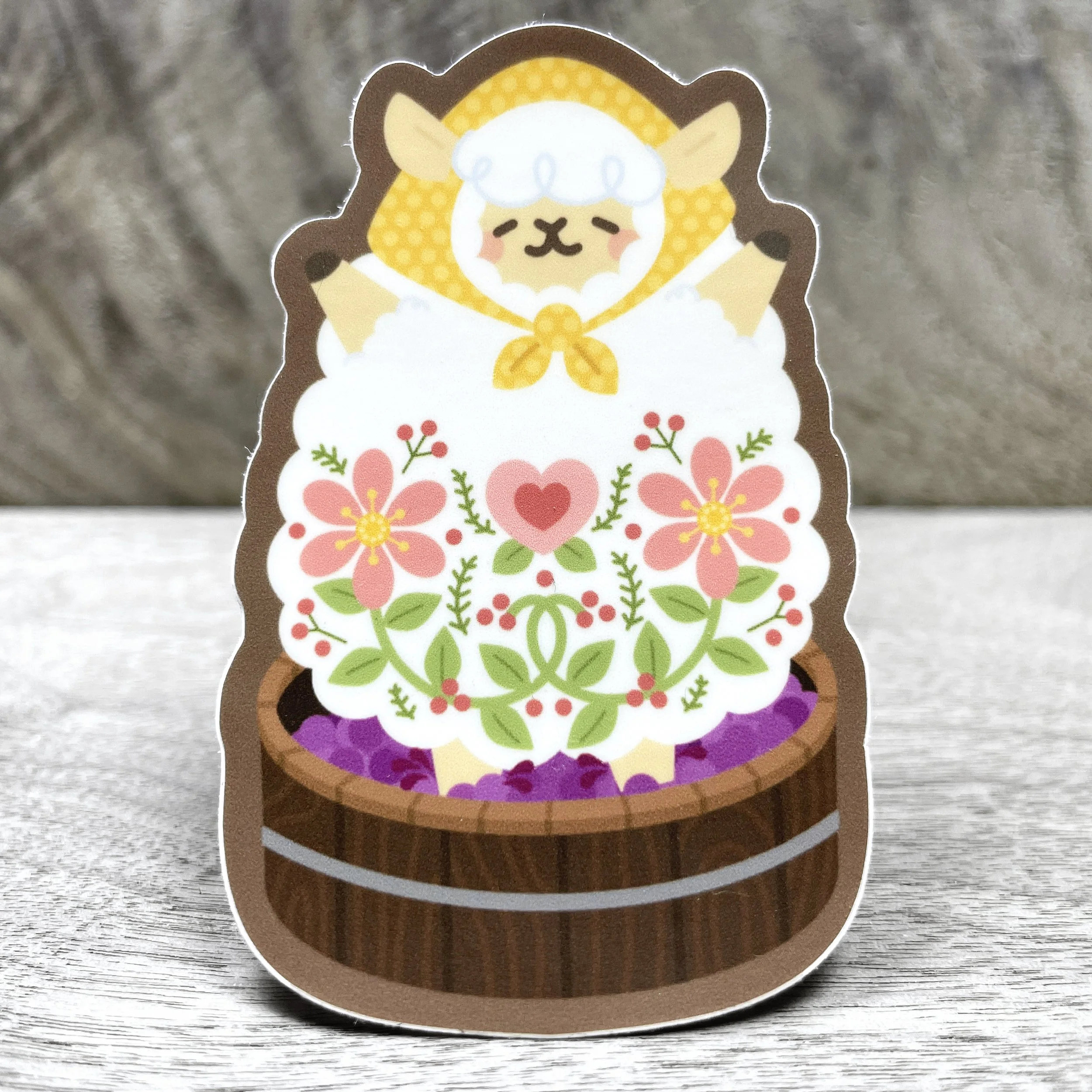 Sheep Stomping Grapes Vinyl Sticker