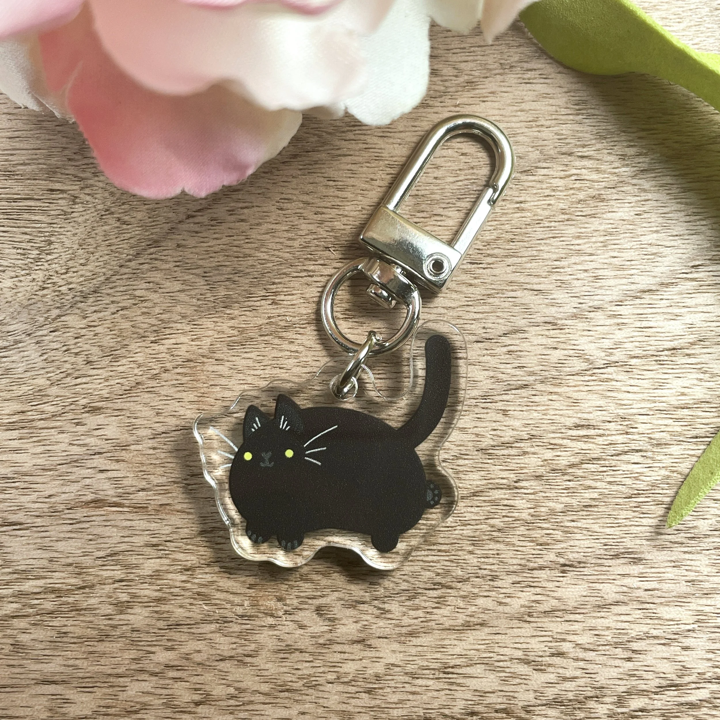 Black Cat Acrylic Zipper Pull