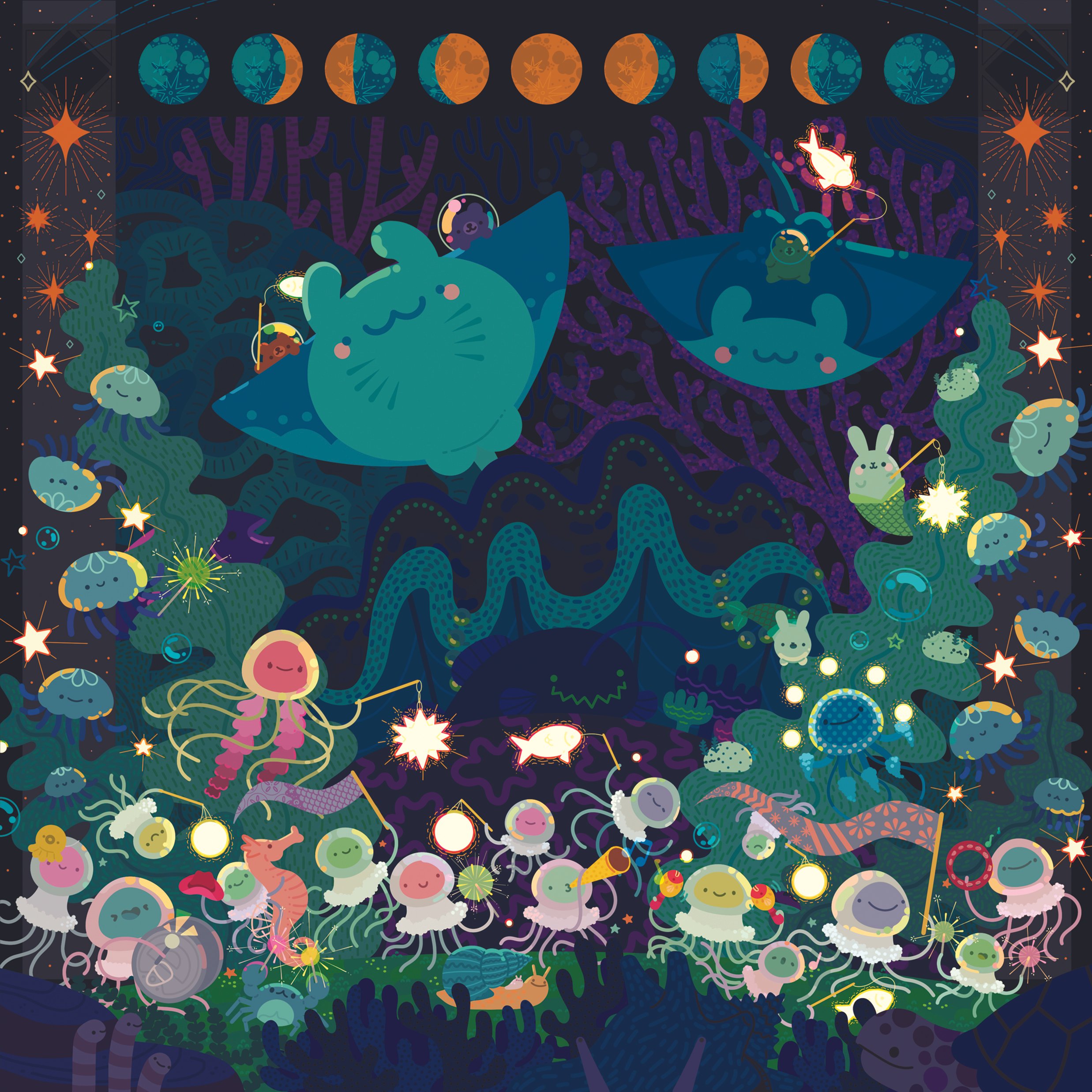 Jellyfish Parade 8x8 Matte Print