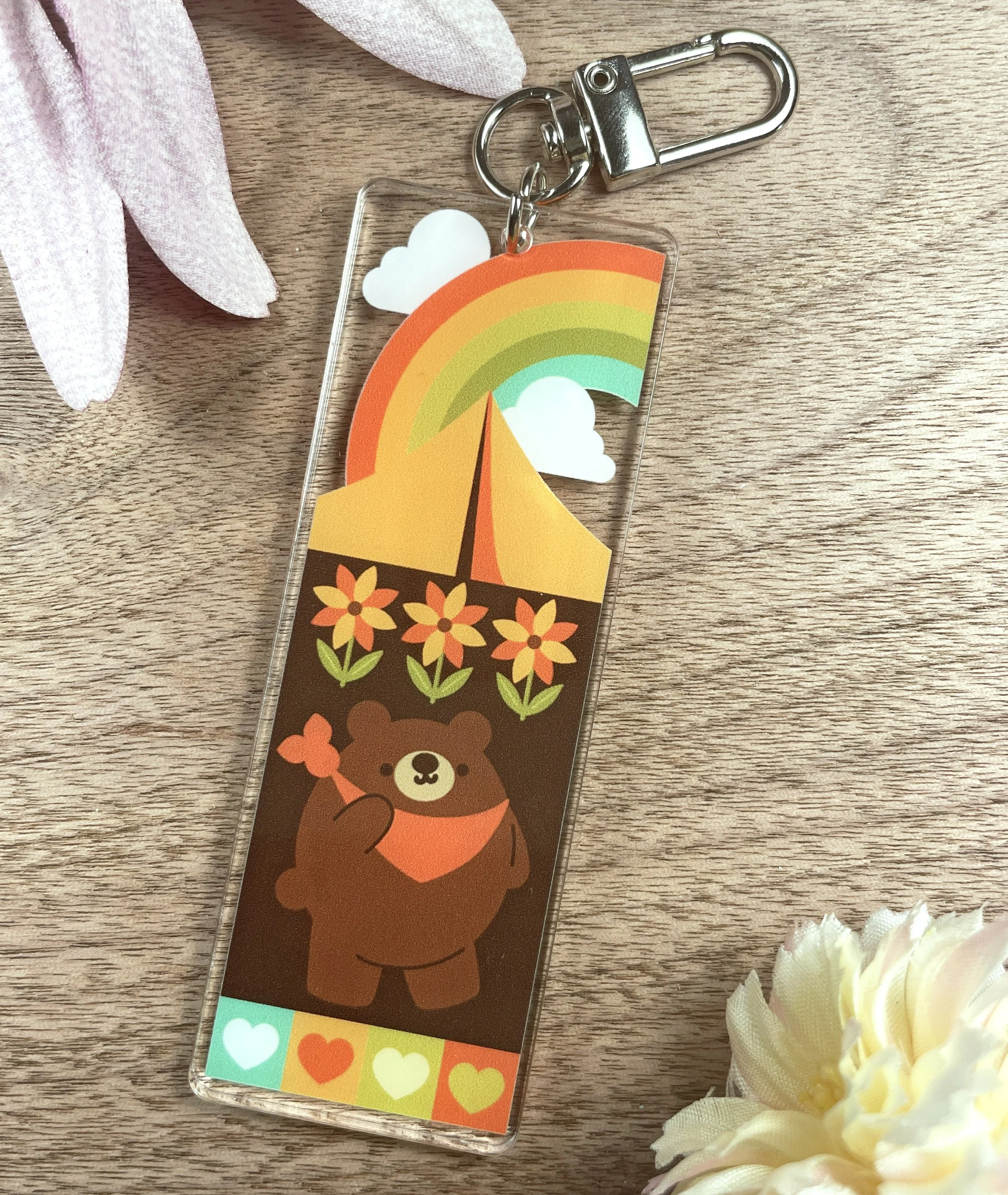 Camping Bear Acrylic Keychain