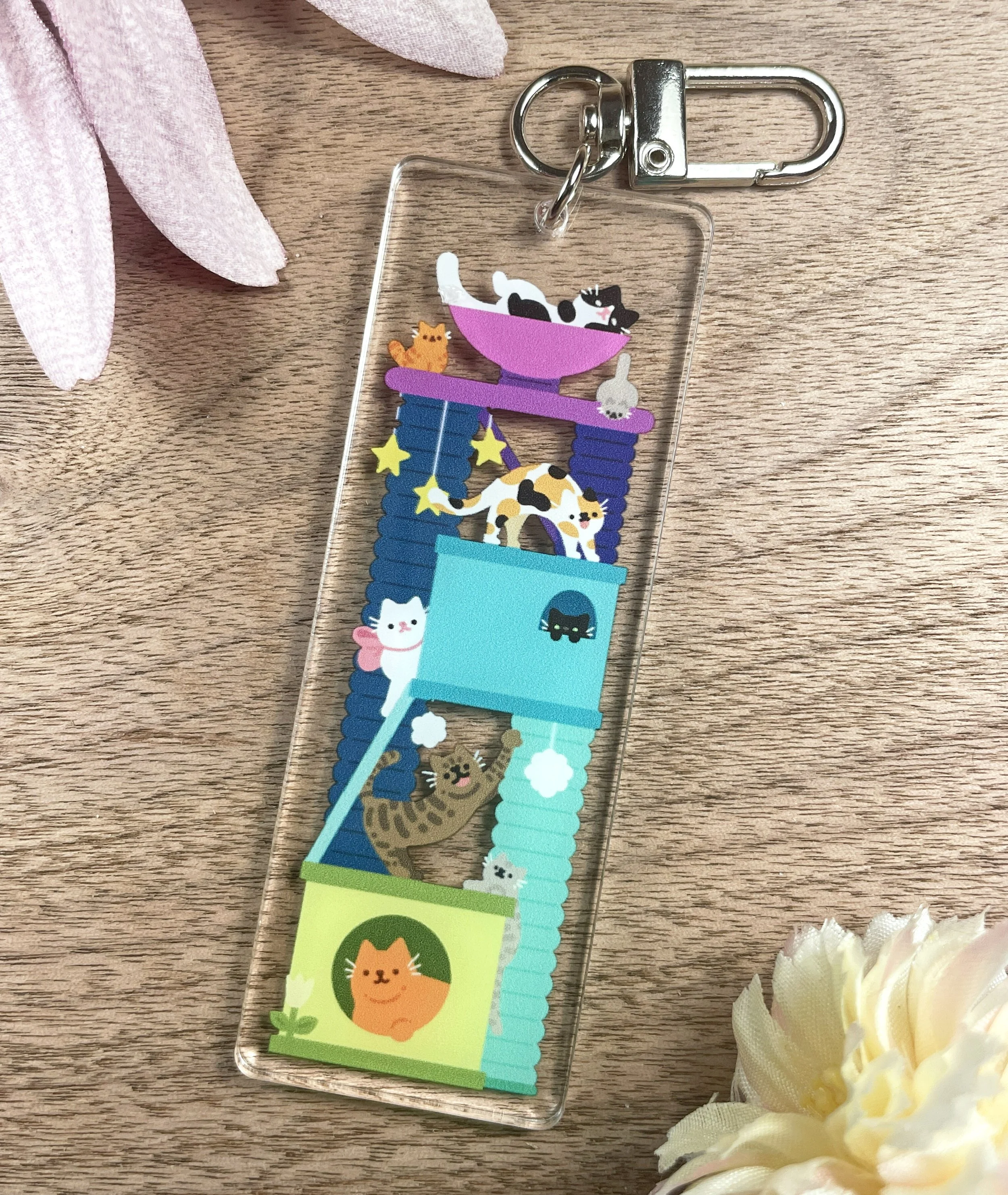 Cat Tower Acrylic Keychain