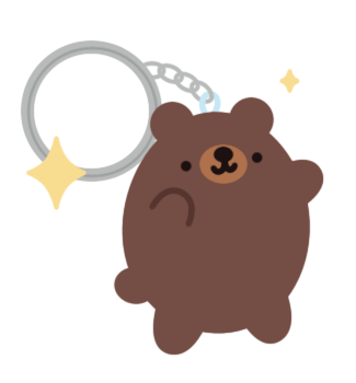 animated illustrated gif of a brown bear as a keychain with yellow sparkles