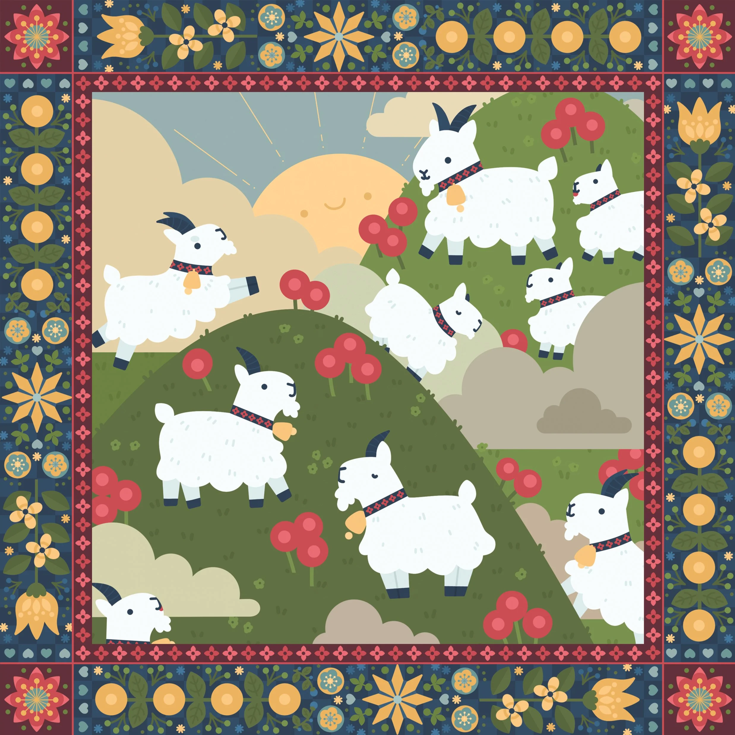 Mountain Goat Folk Art 8x8 Matte Print