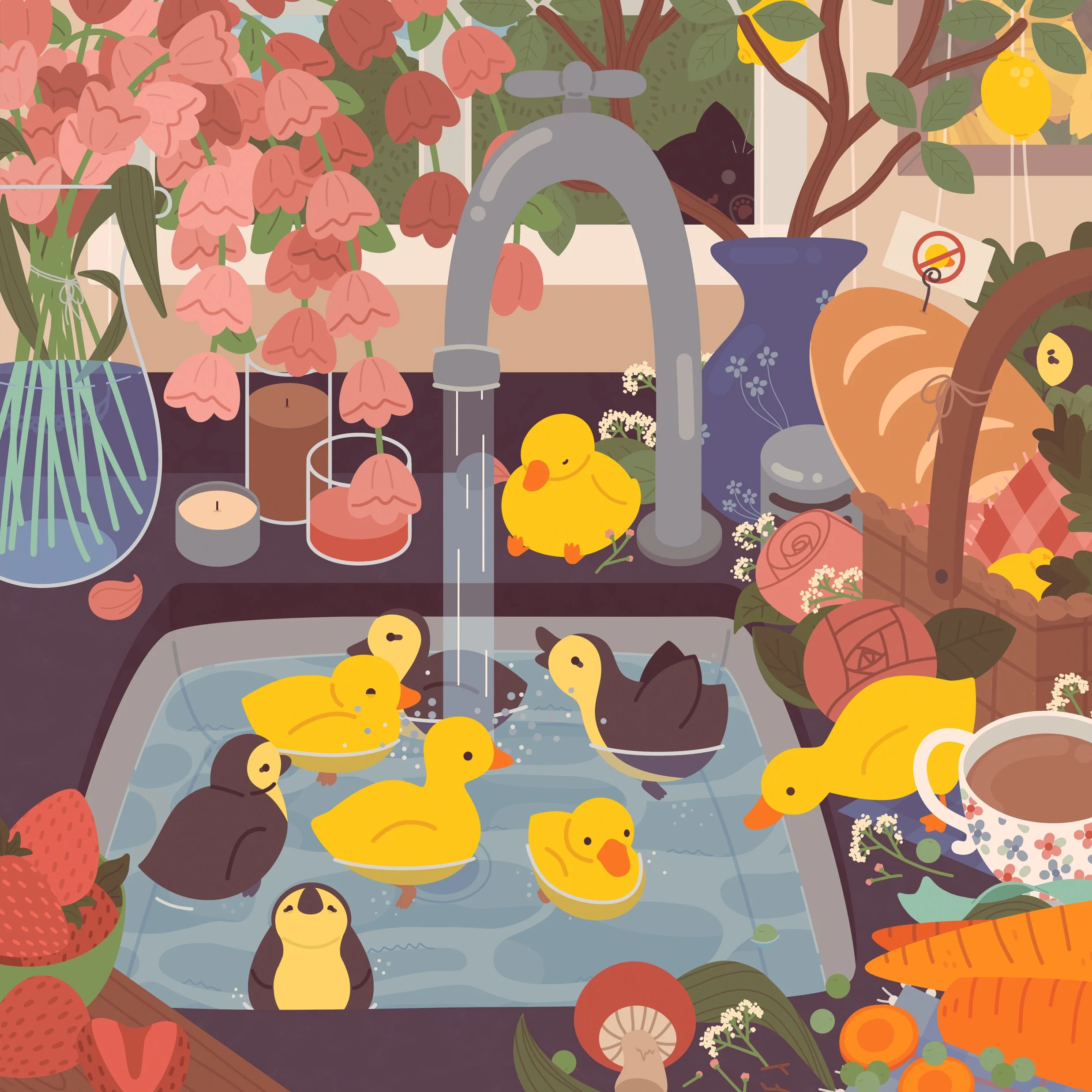 Ducks in Sink 8x8 Matte Print