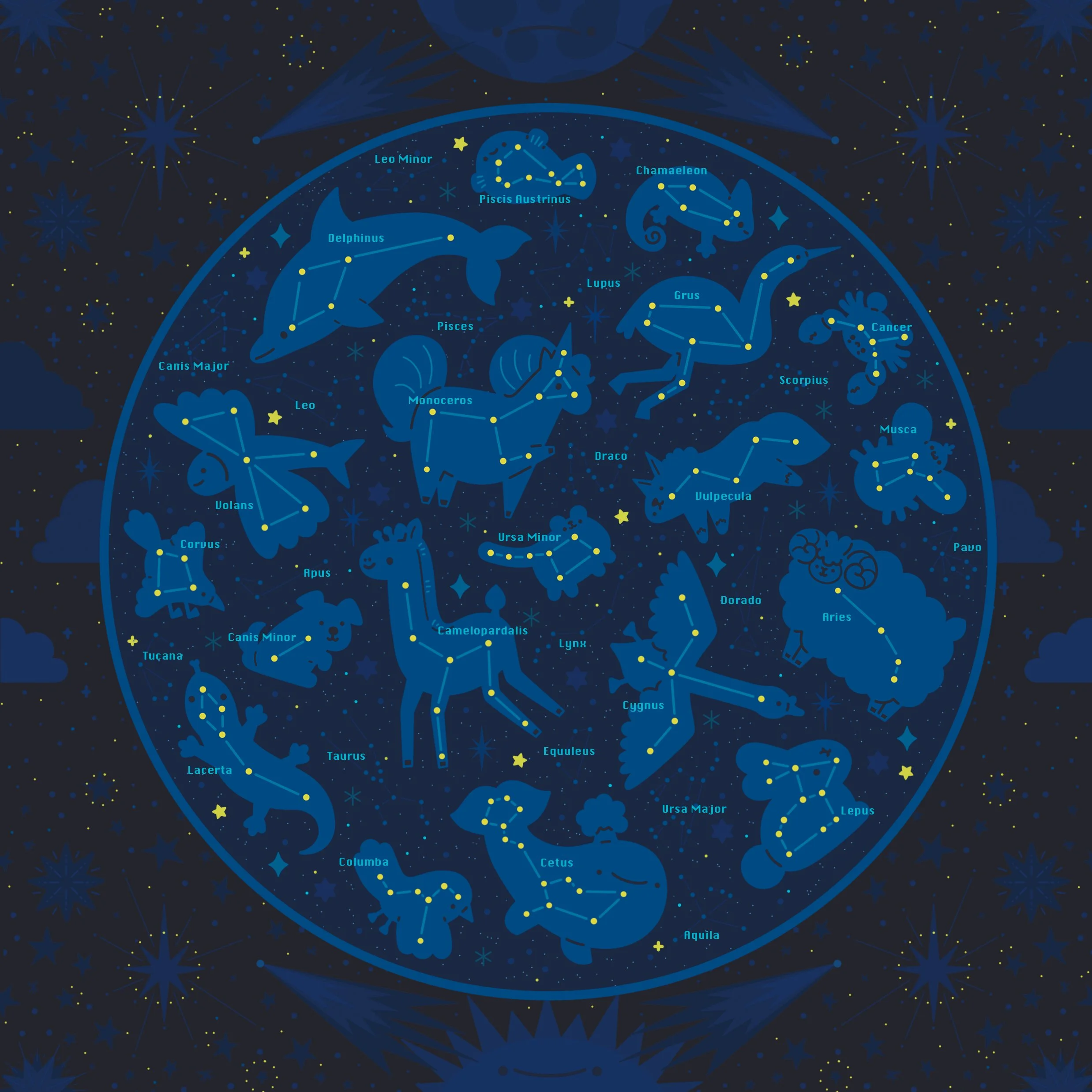 Animal Constellation 8x8 Matte Print