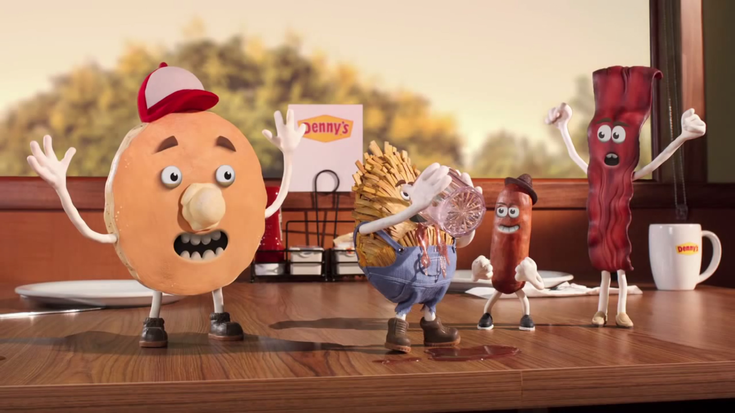 Denny's "Meet the Slams" rod puppetry commercial spots, 2014