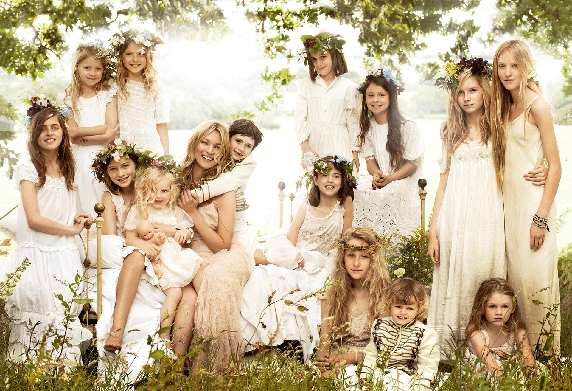 Kate Moss with the children in her wedding party: Mario Testino for Vouge