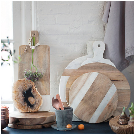 Love these serving boards of marble and wood from Terrain .