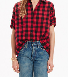 The famous and perfectly perfect Madewell Courier in buffalo plaid
