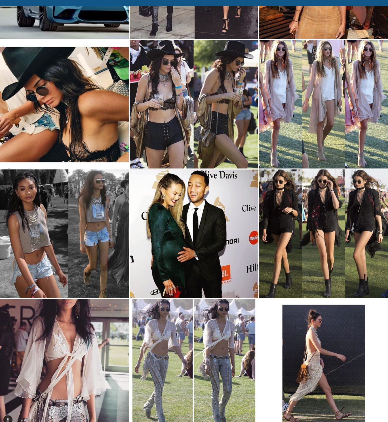 Besides the super cute pregnant couple in the middle, this is a page from a stylist. Here are a few of the girls she styled for Coachella. Yes...these beauties called a stylist to help them get dressed to watch music. So what are us regular people supposed to do? Answer...BE YOURSELF