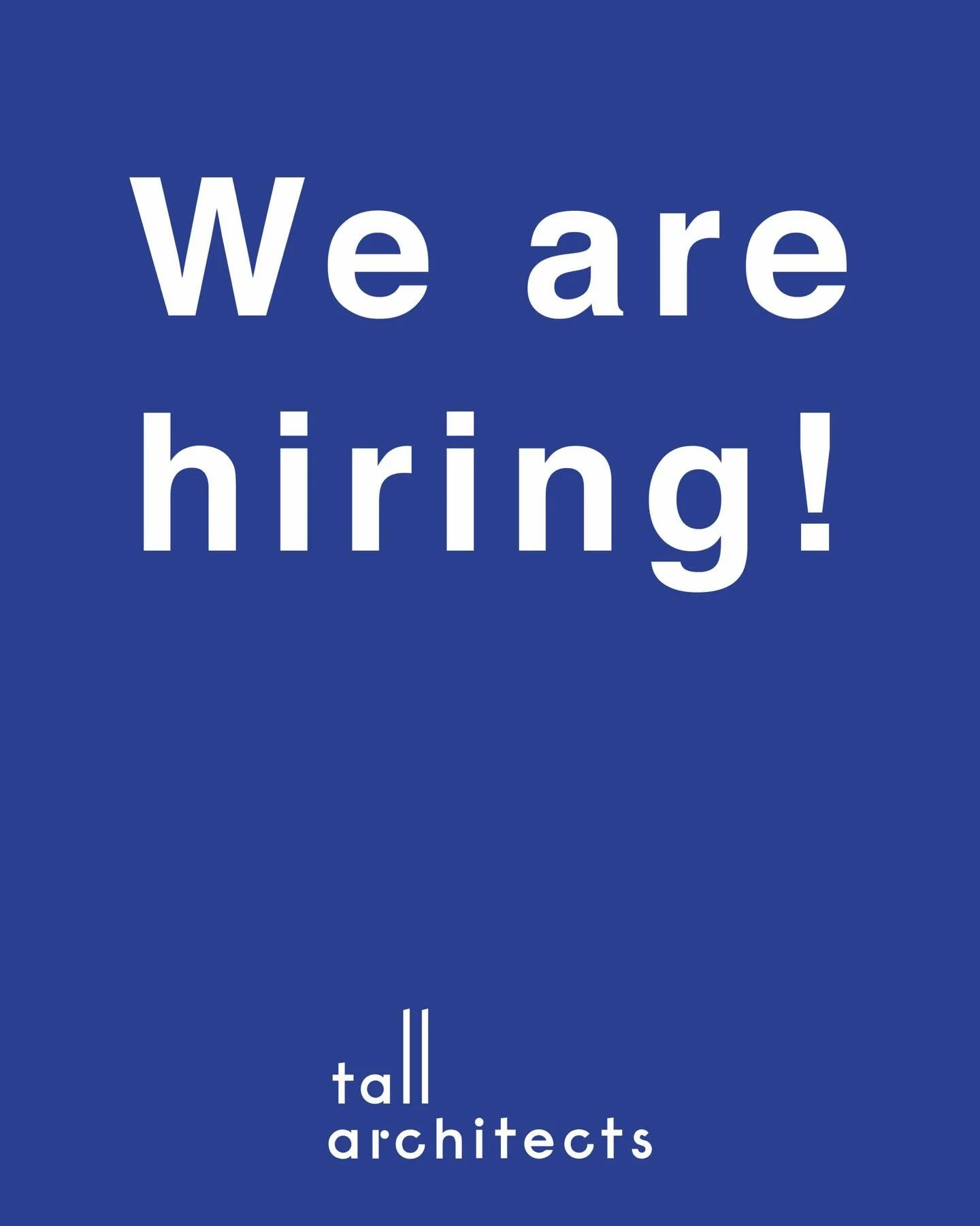 As we continue to work on exciting projects across the region, we are looking to grow the Tall team! Interested? Send your resume and work samples to hello@tallarch.com 📧

Who are we looking for? 
- 5+ years professional, post-graduation experience 